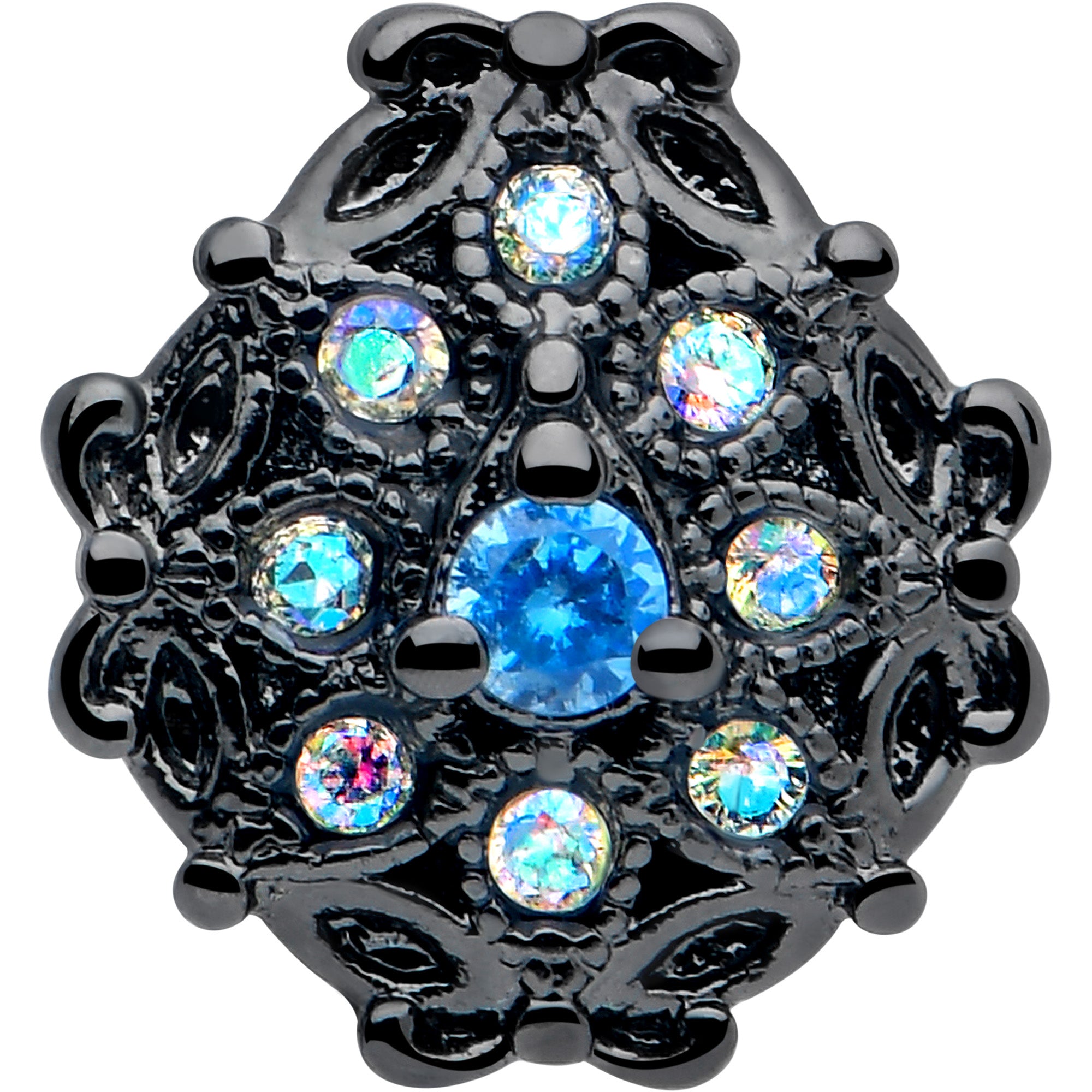 16g black floral tragus piercing jewelry