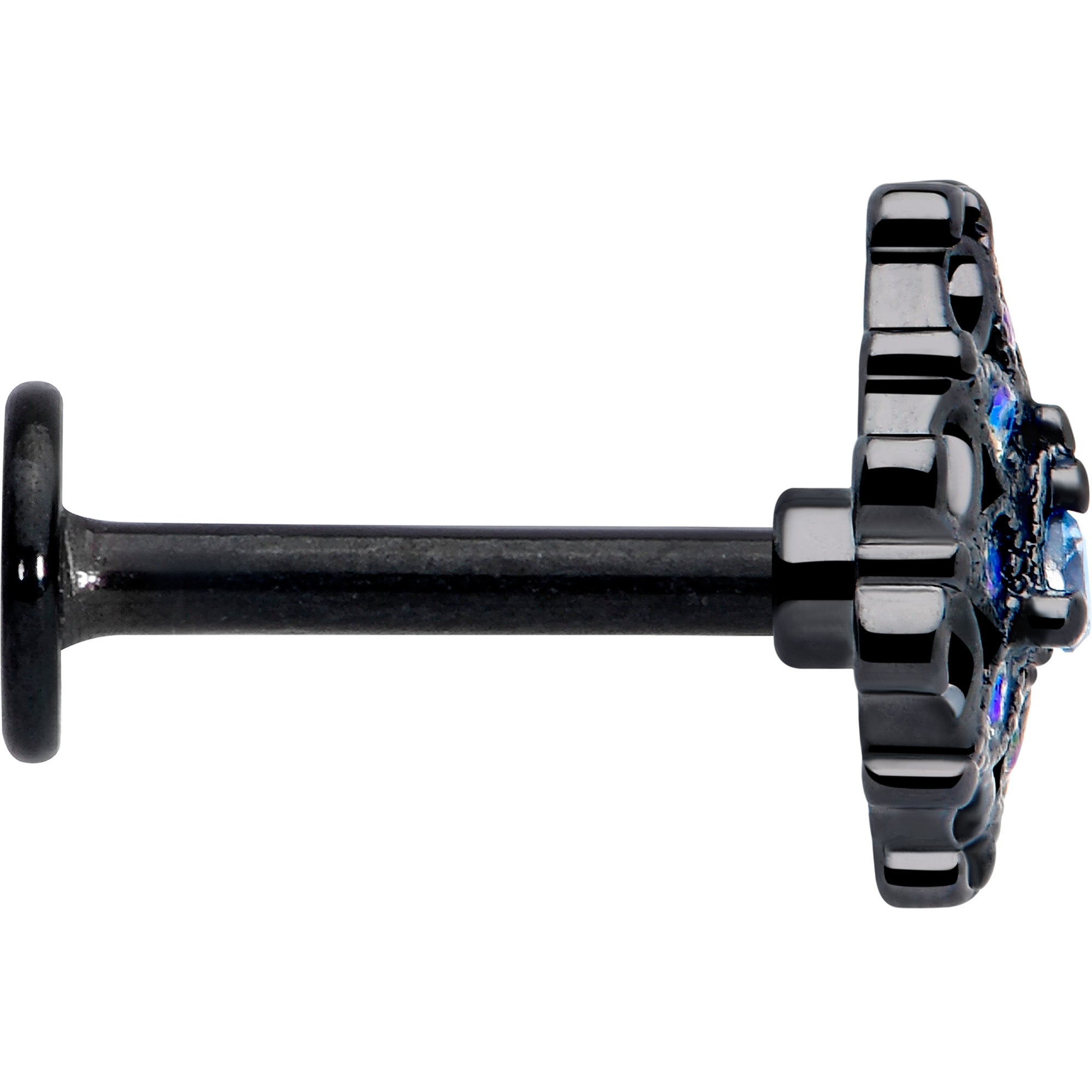 black night blossom blue gem cartilage labret