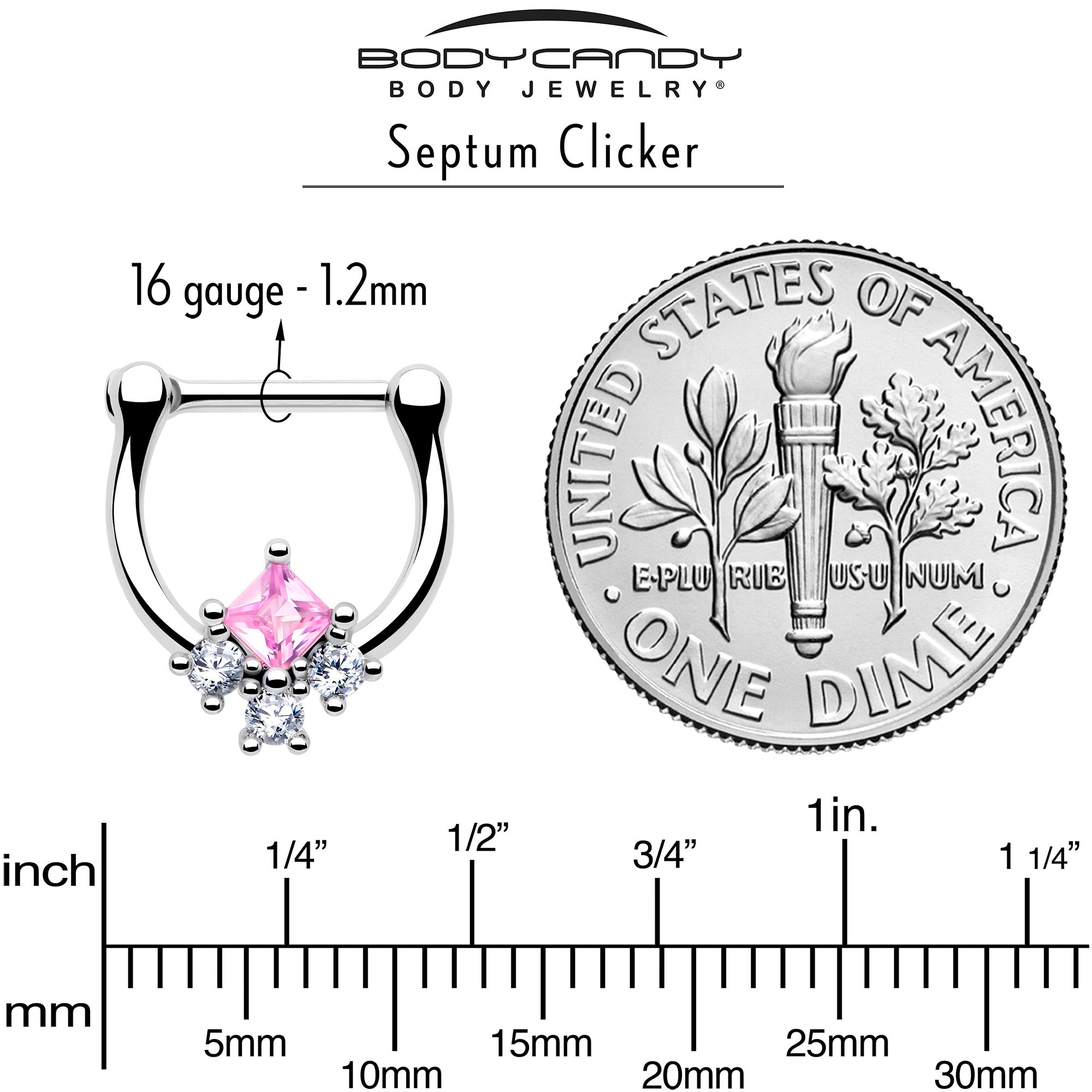 5/16 inch pink CZ geometric cartilage hoop