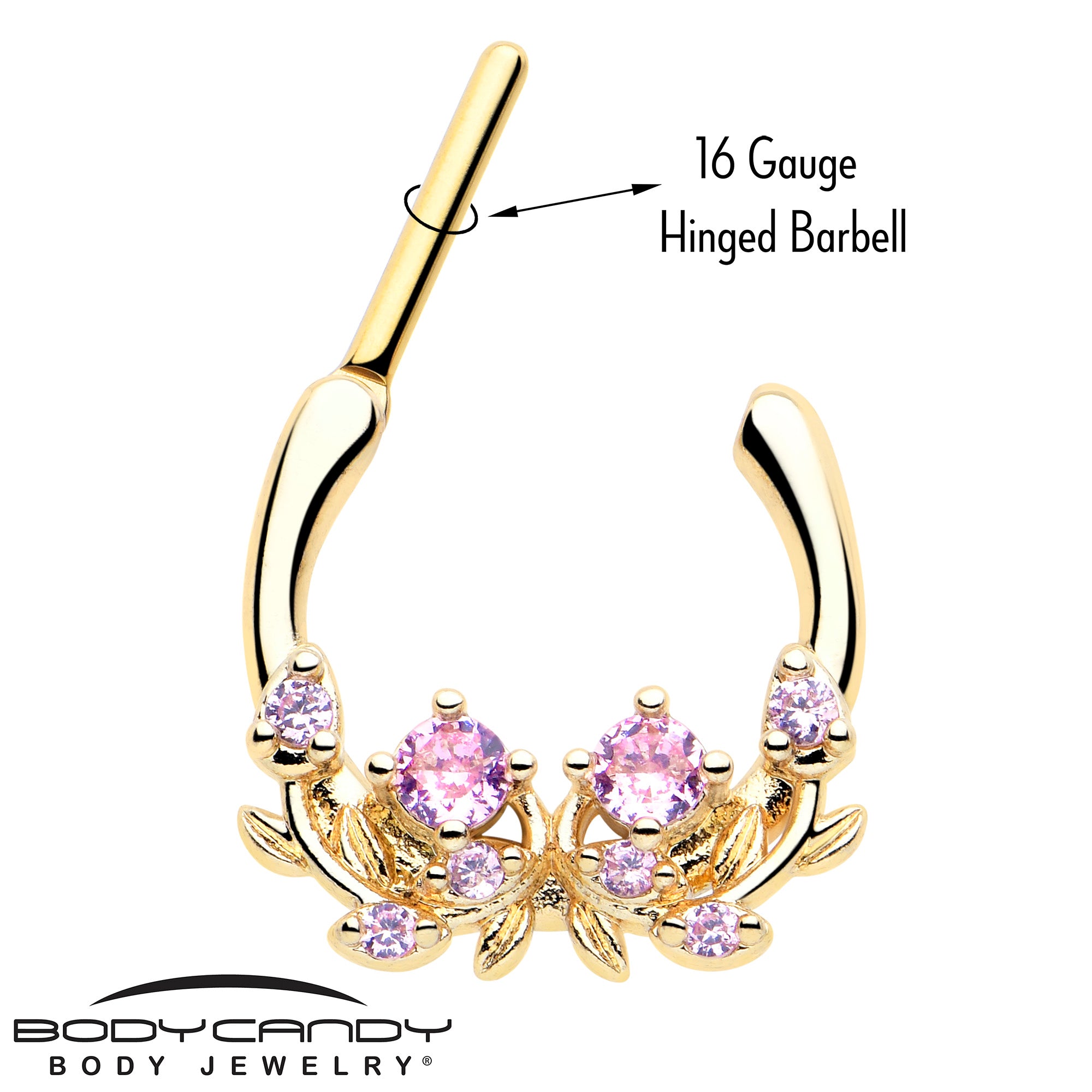 pink flower cartilage clicker hoop for helix tragus daith piercing