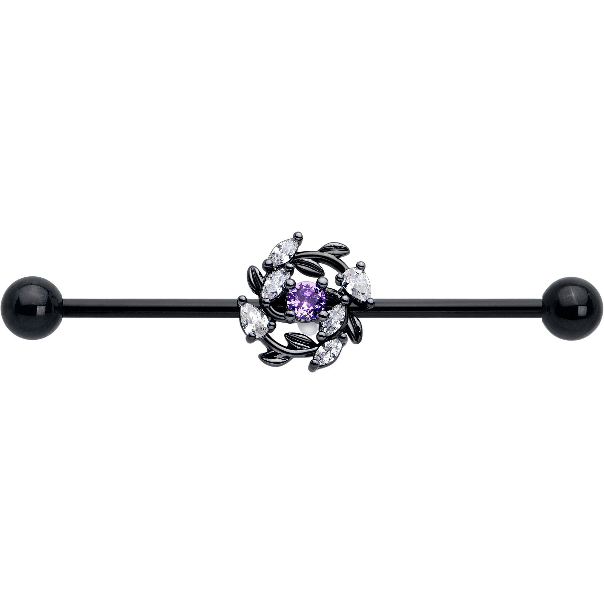 twining vine black scaffold ear barbell