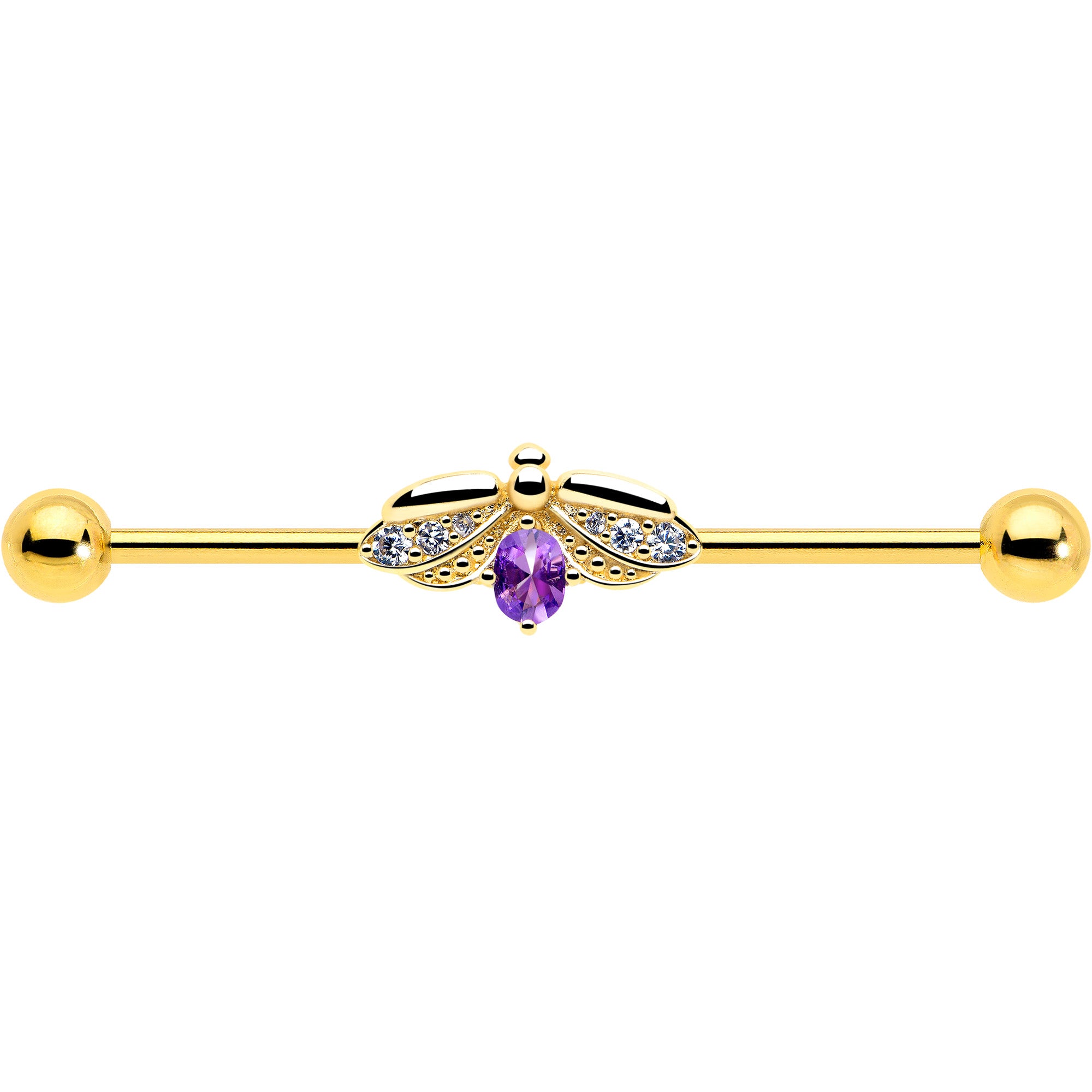 Purple gem beauty bug straight barbell piercing