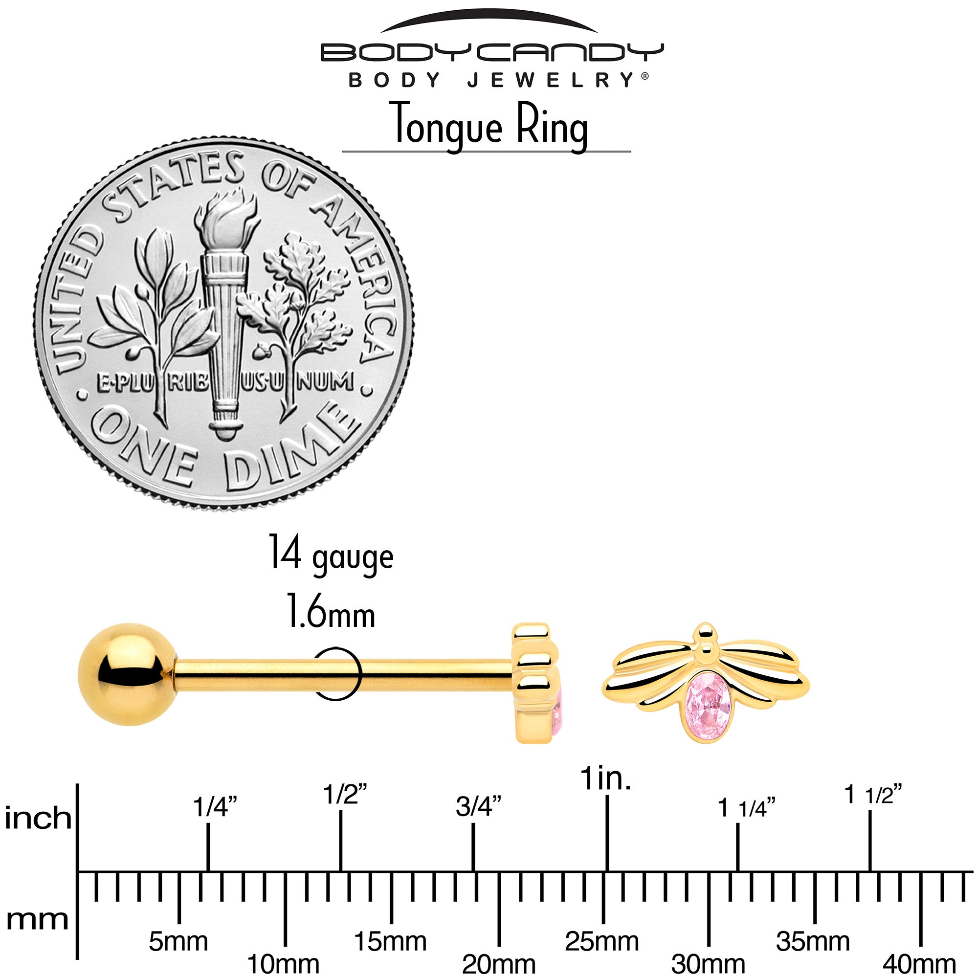 hypoallergenic beauty bug barbell tongue ring