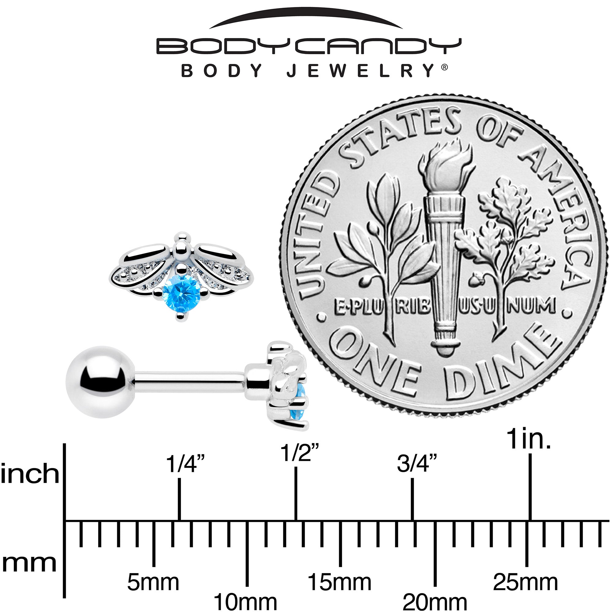 Hypoallergenic blue crystal bug cartilage piercing