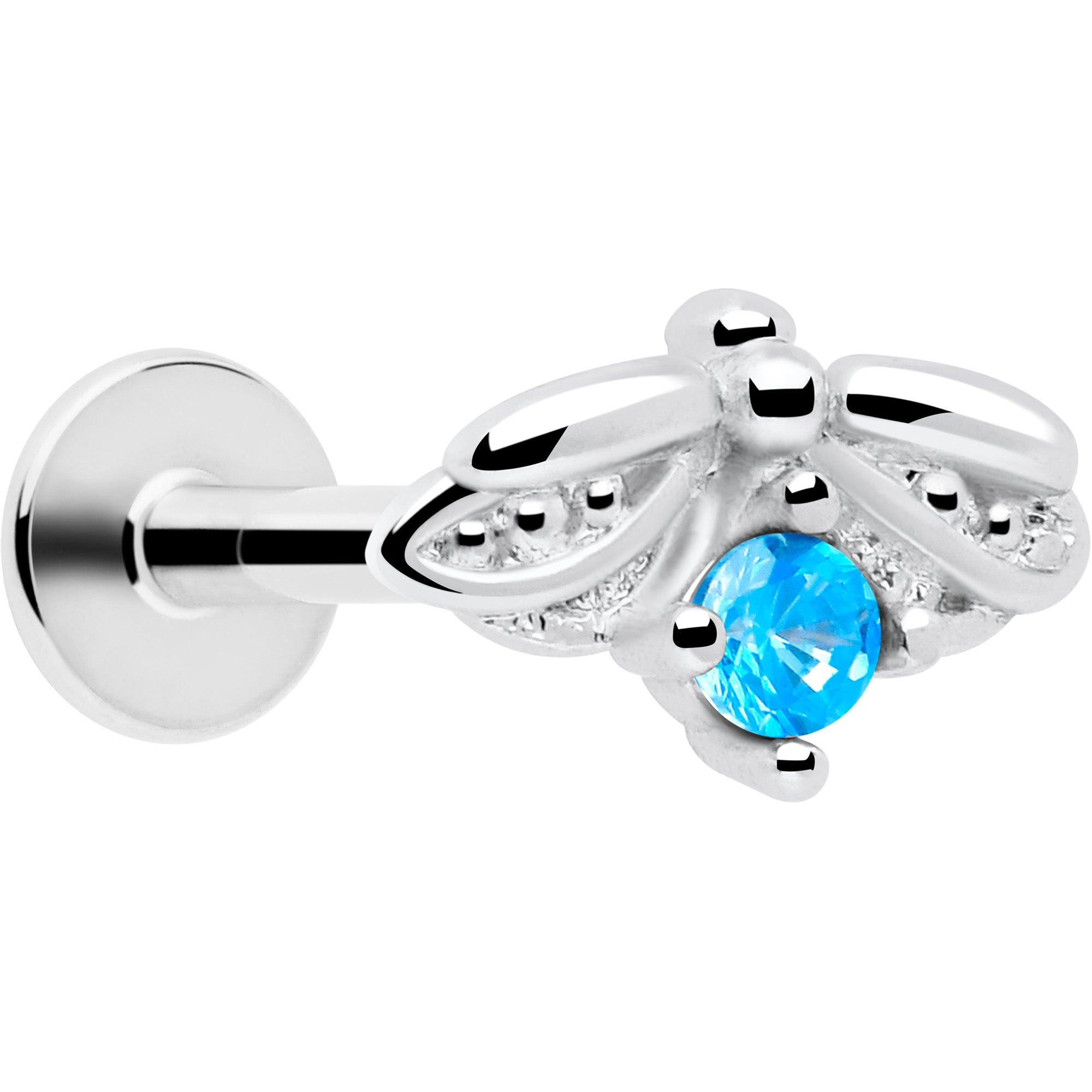 Blue gem bug labret Monroe lip stud