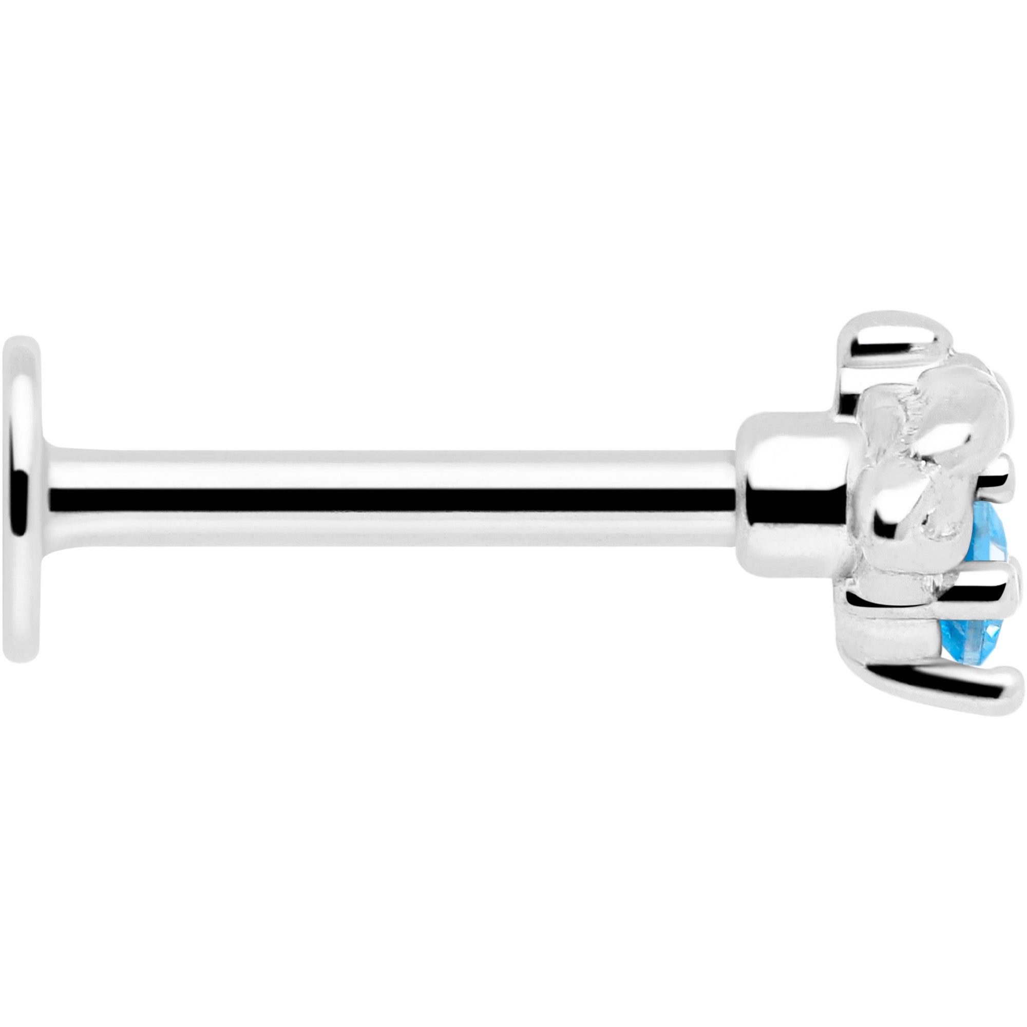 Hypoallergenic 16 gauge blue bug lip ring