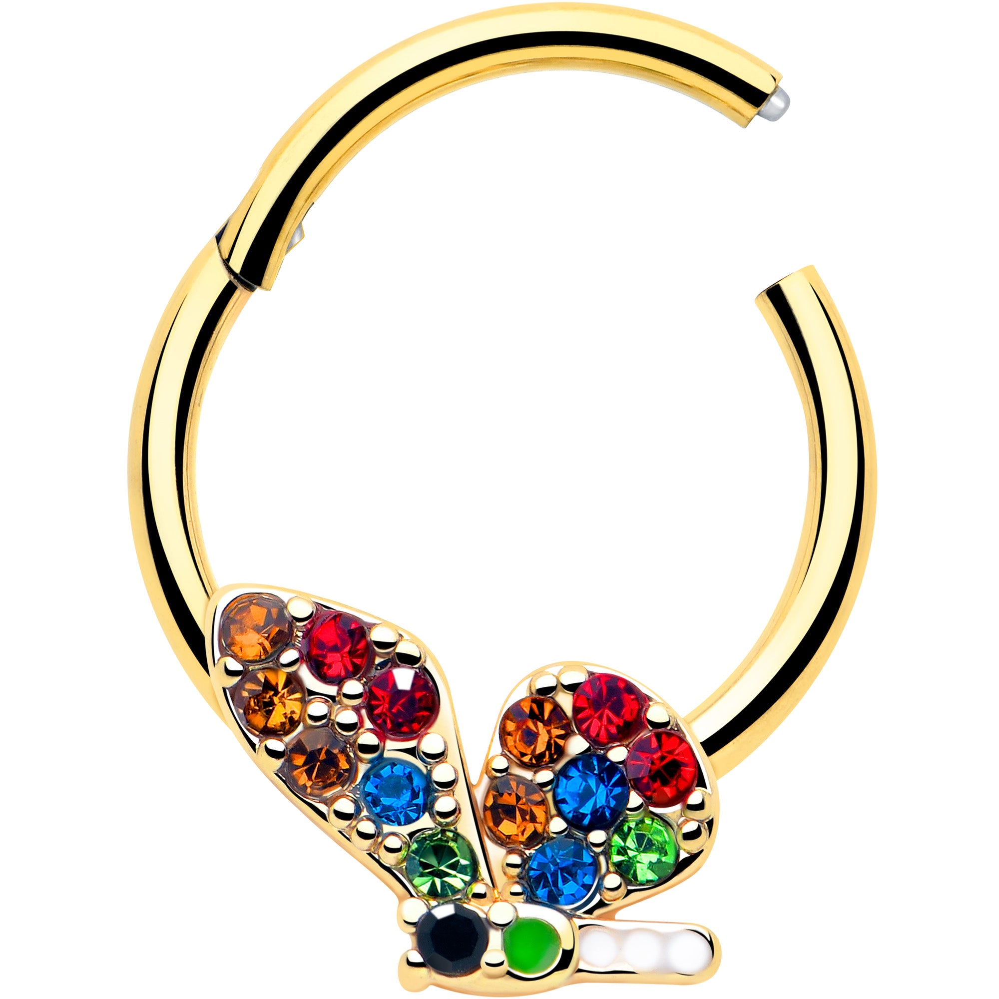 16G 3/8 gold tone butterfly cartilage ring