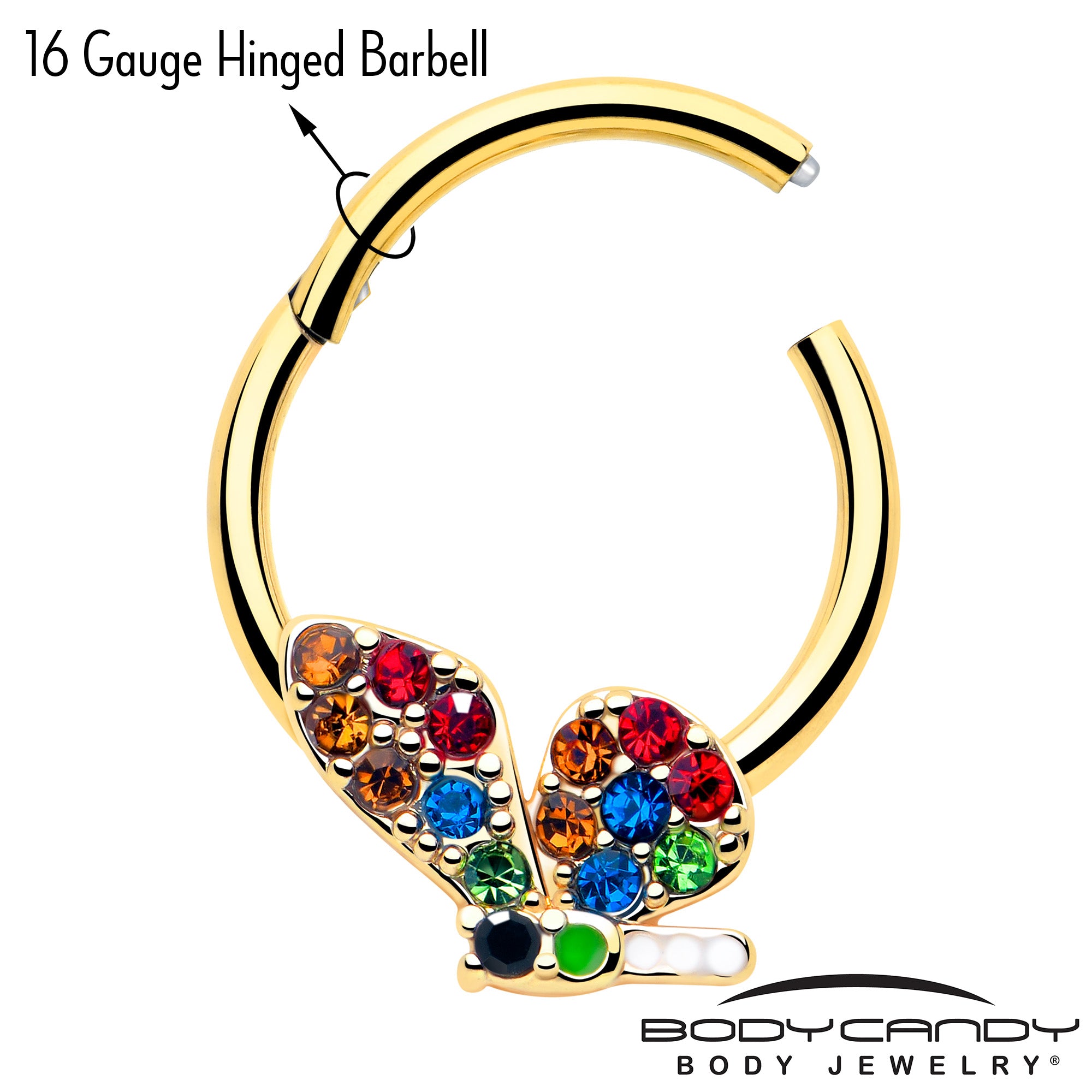 Red and blue gem butterfly clicker hoop