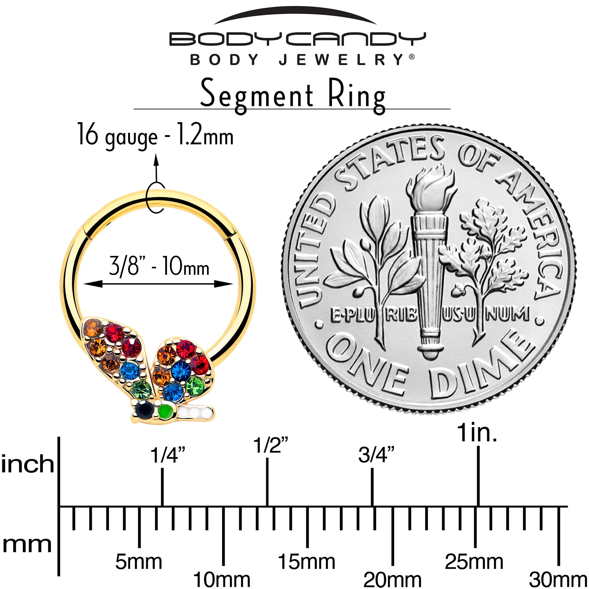 Hypoallergenic gold butterfly septum ring