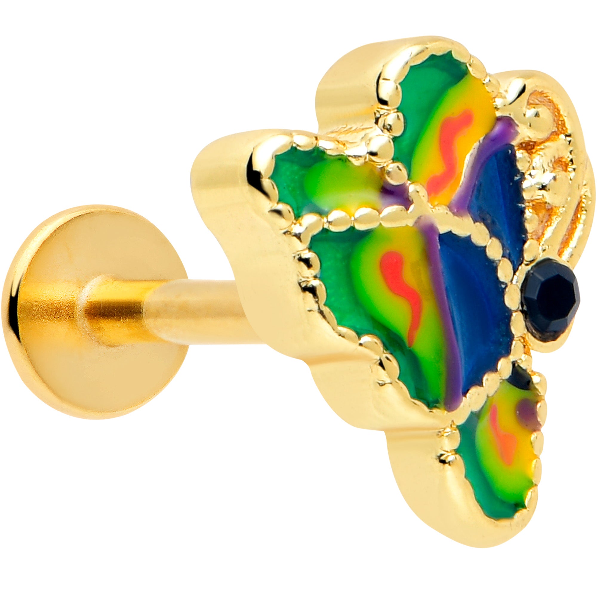 16 Gauge 5/16 Gold Tone Butterfly Labret Monroe Tragus