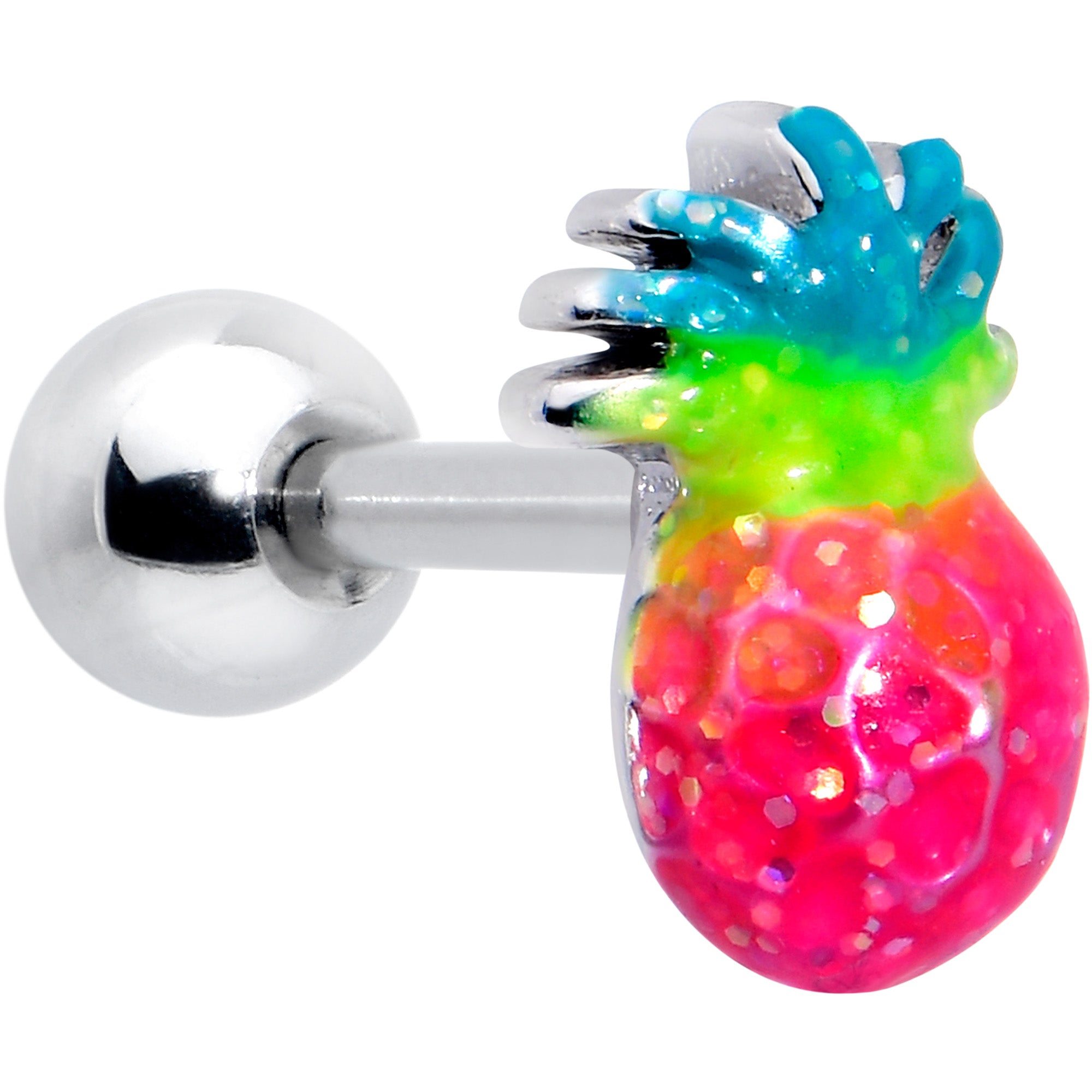 16G 1/4 Hot Tropical Pineapple Cartilage Tragus Earring