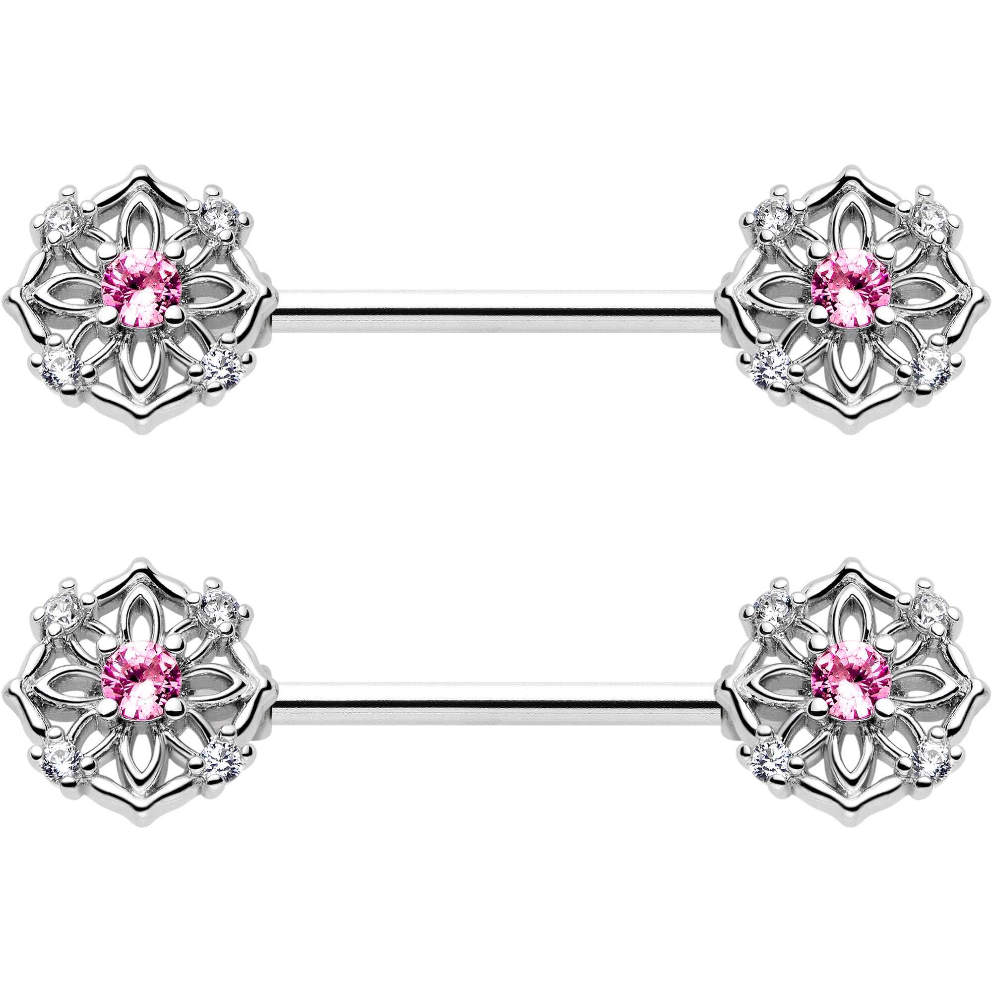 14 gauge 9 16 pink cz nipple barbell
