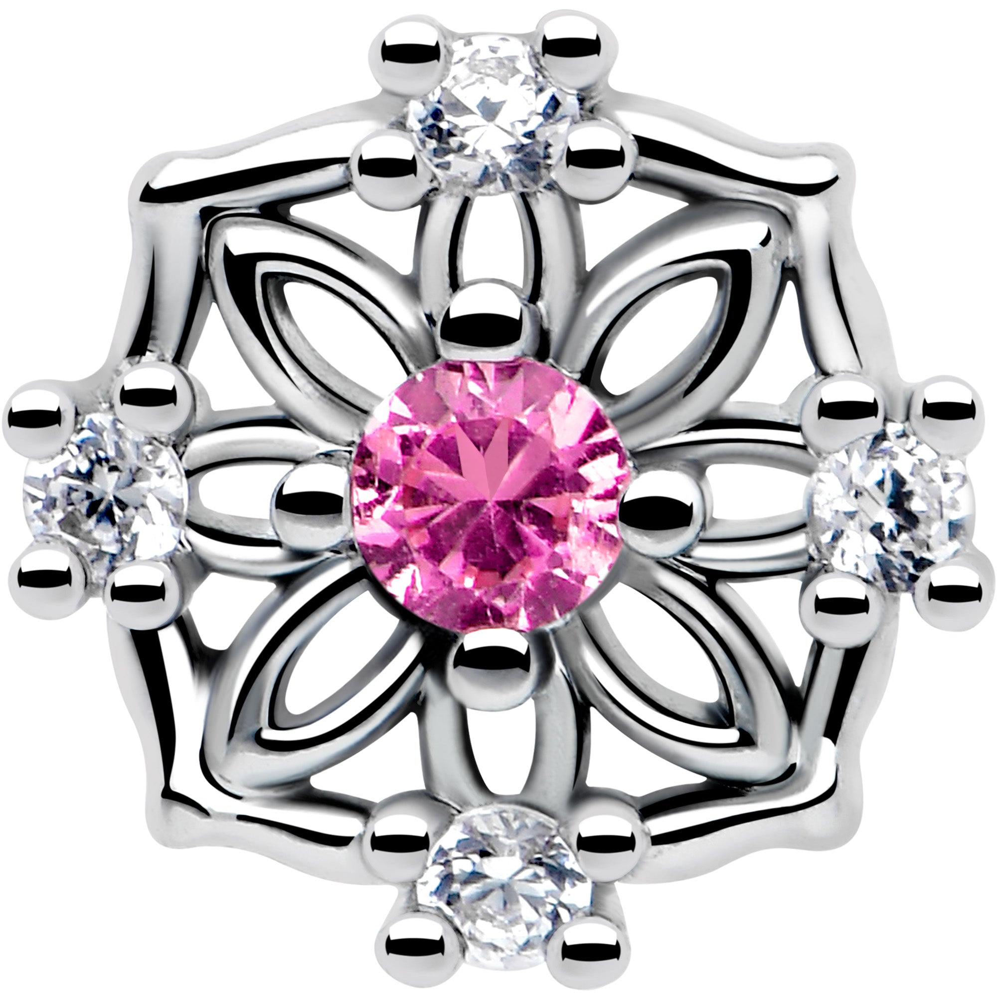 pink gemstone flower l bend nose jewelry