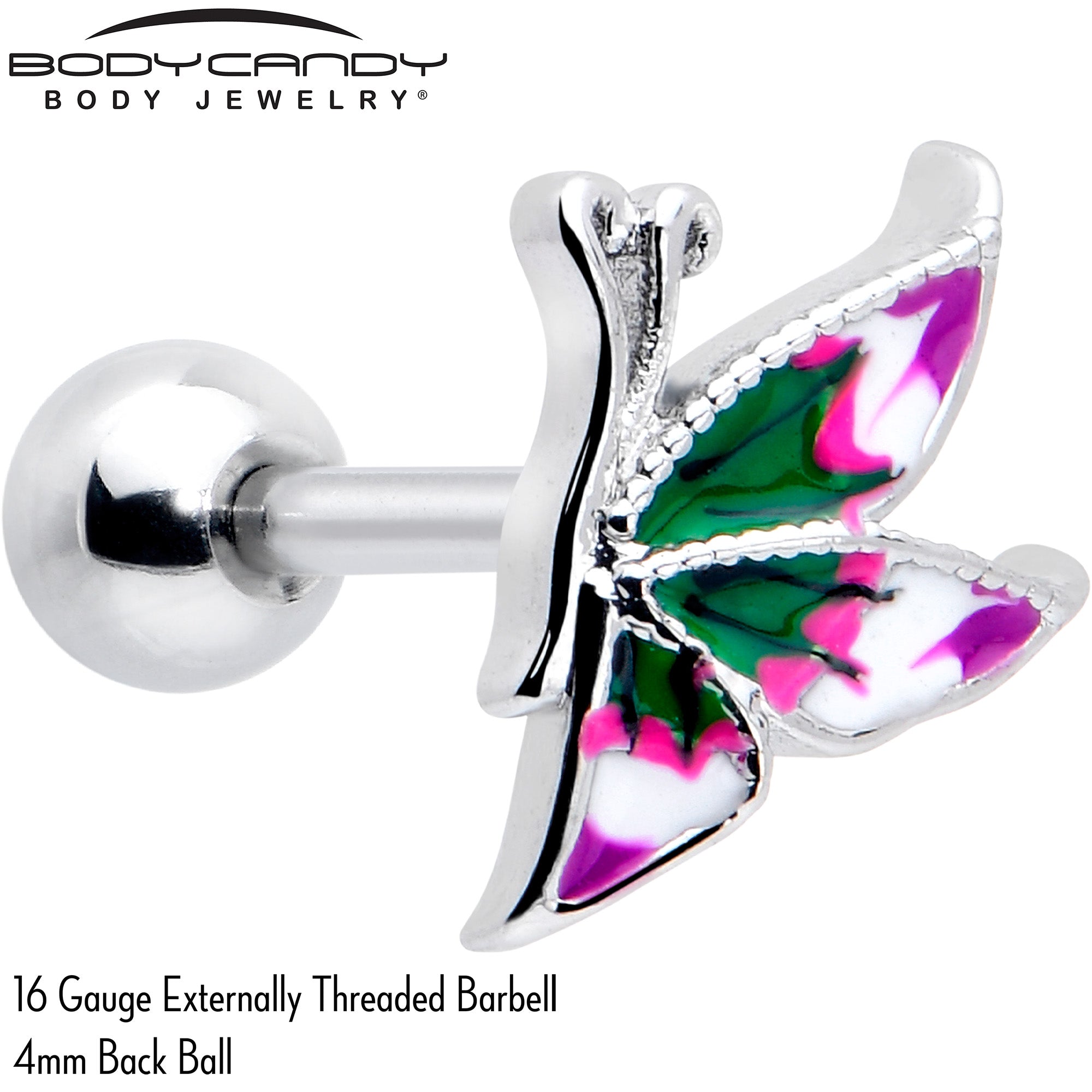 Profile Butterfly 16 Gauge 1/4 Cartilage Tragus Earring