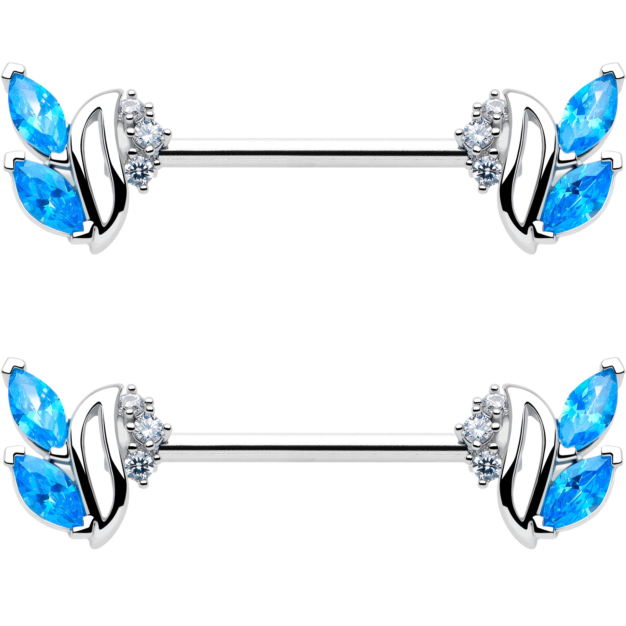 swirl fan design barbell nipple rings 14G