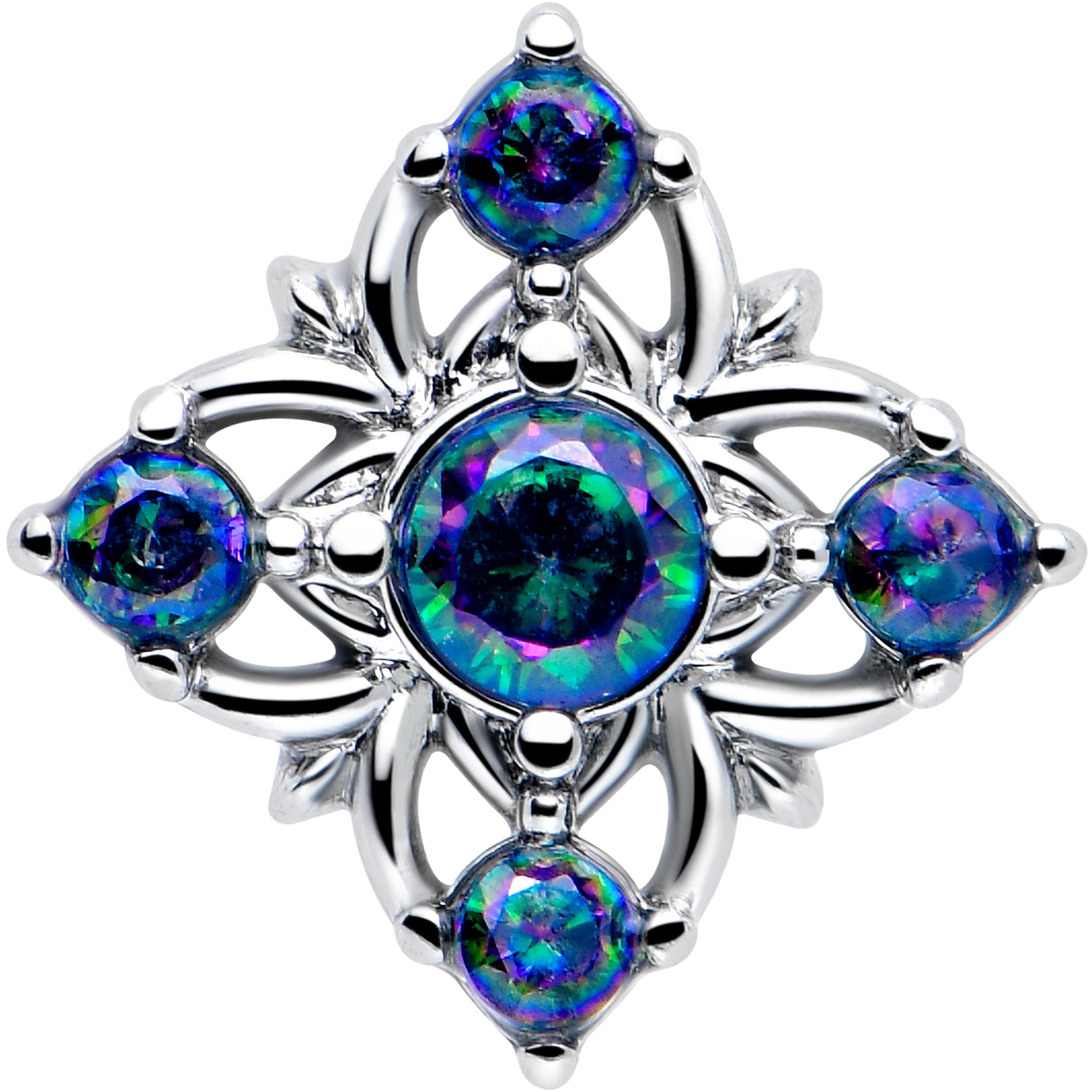 vitrail cubic zirconia cross labret stud