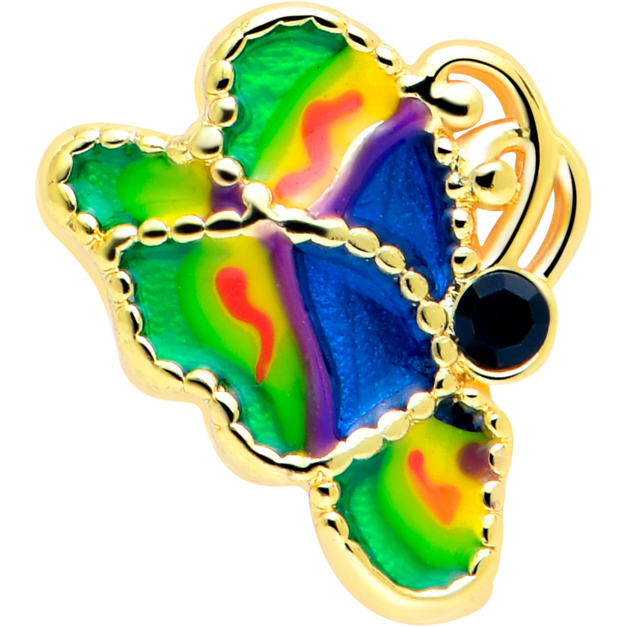 16 Gauge 1/4 Blue Gem Butterfly Design Cartilage Earring