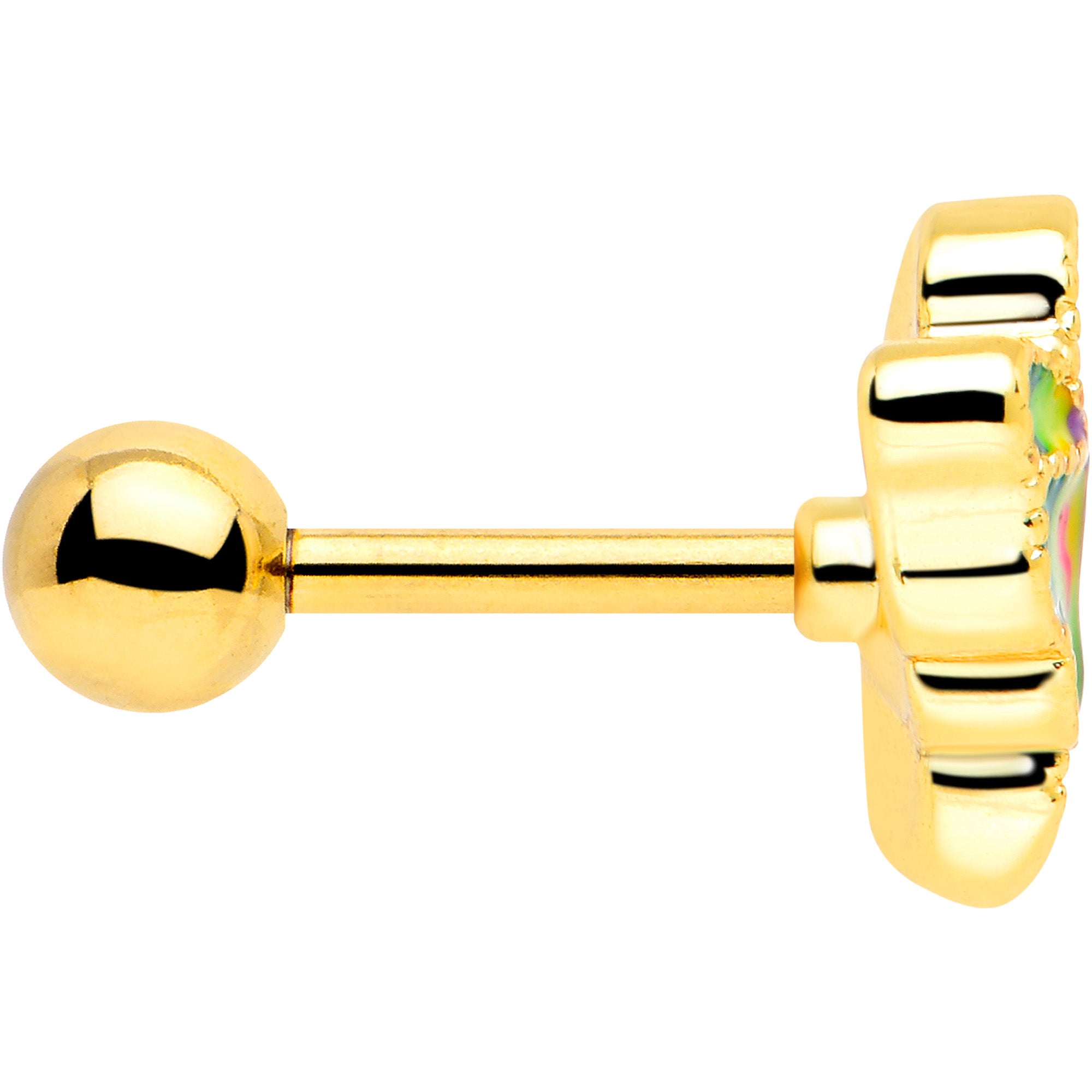 Gold Tone Butterfly Cartilage Tragus Earring with Blue Gem