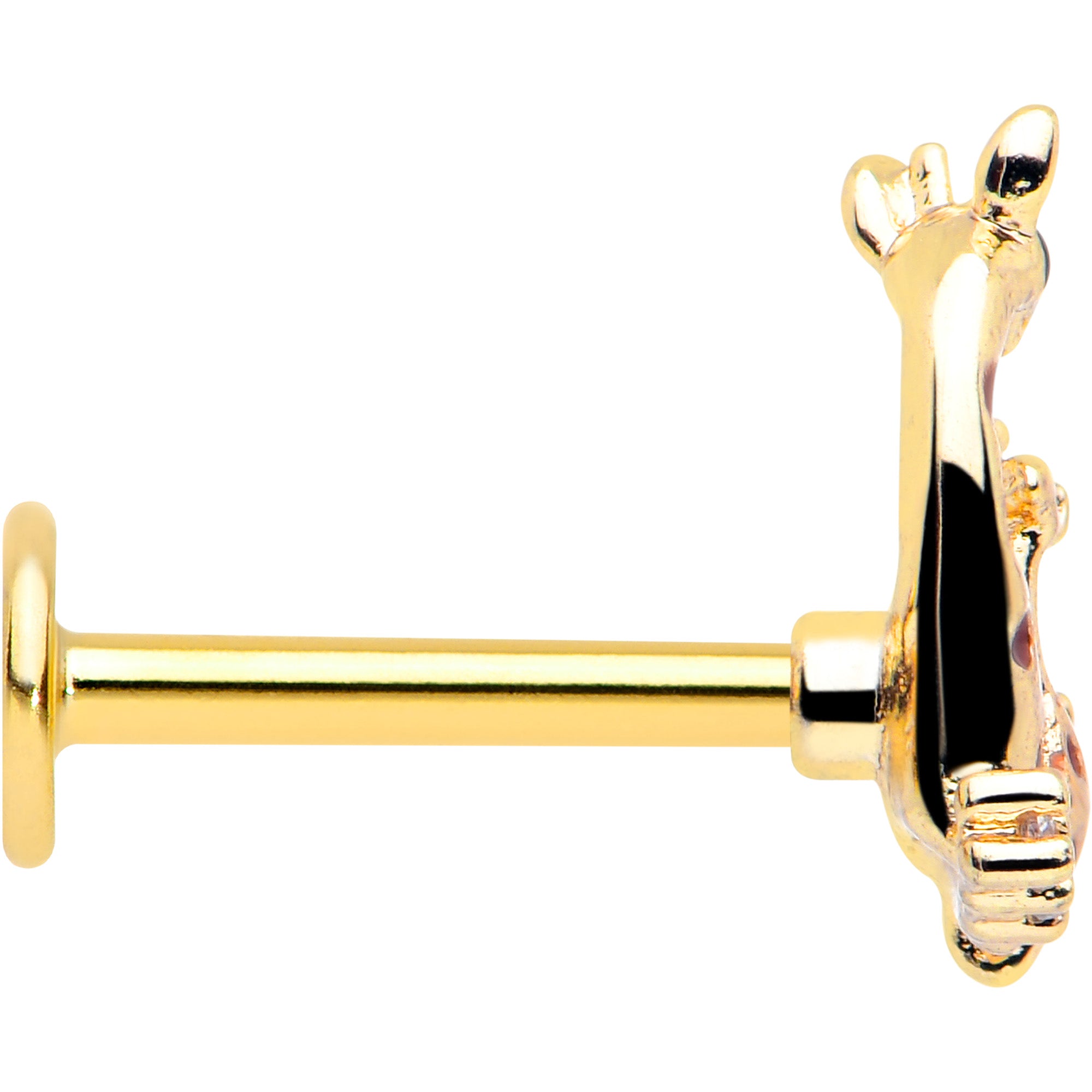 16 Gauge CZ Gem Gold Tone Giraffe Flatback Stud Mom Baby 5/16
