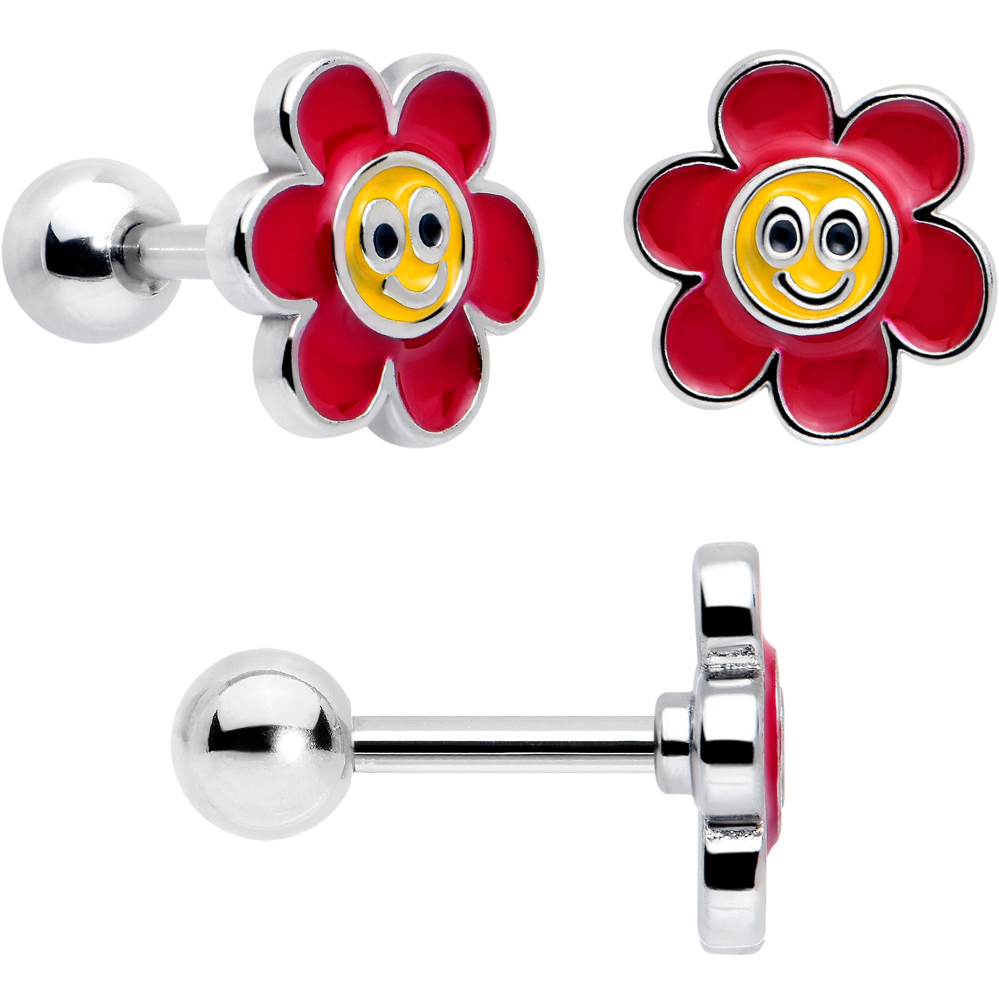 16 Gauge Hippie Flower Tragus Earring Set