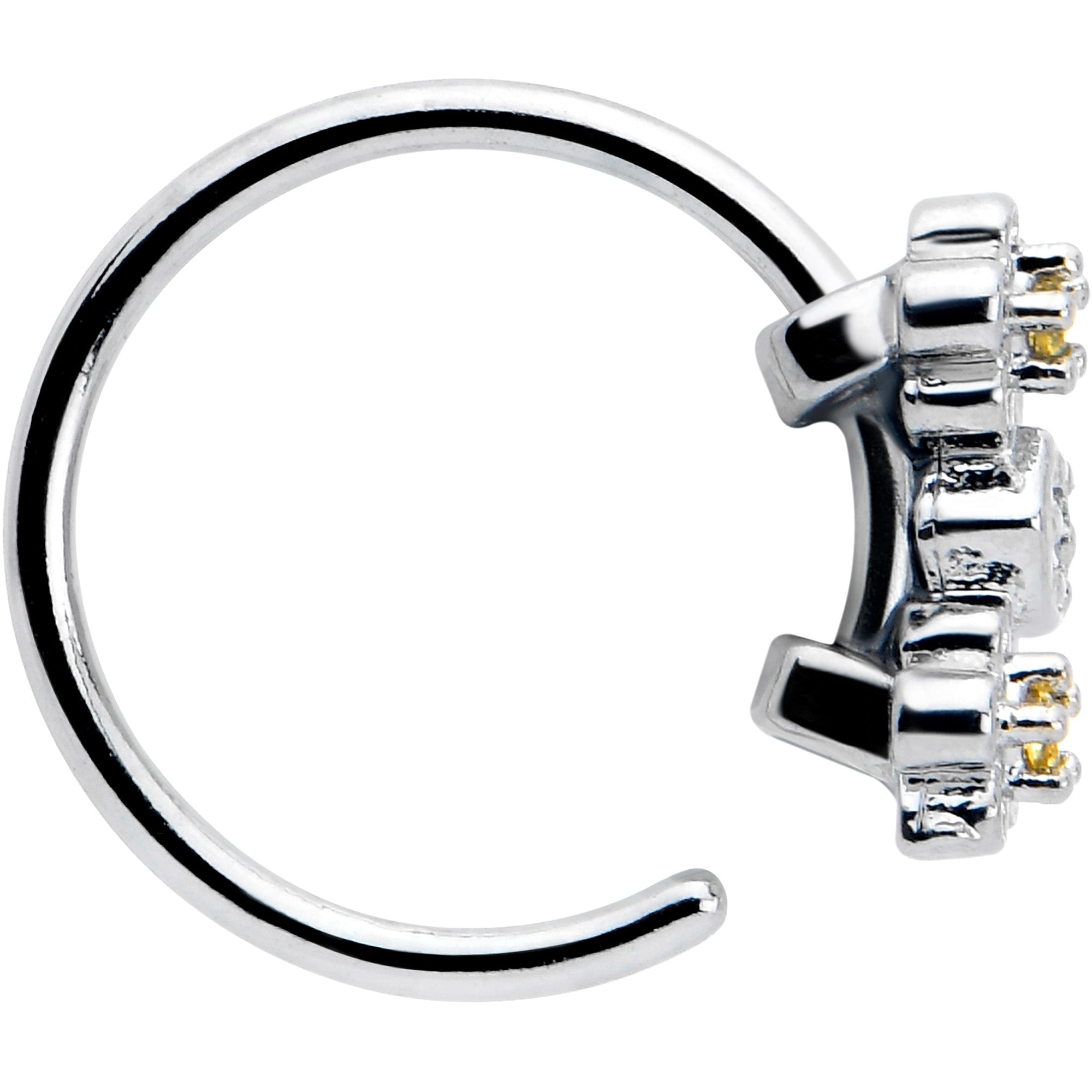 20G 5/16 Yellow CZ Gem Flower Honeycomb Nose Hoop