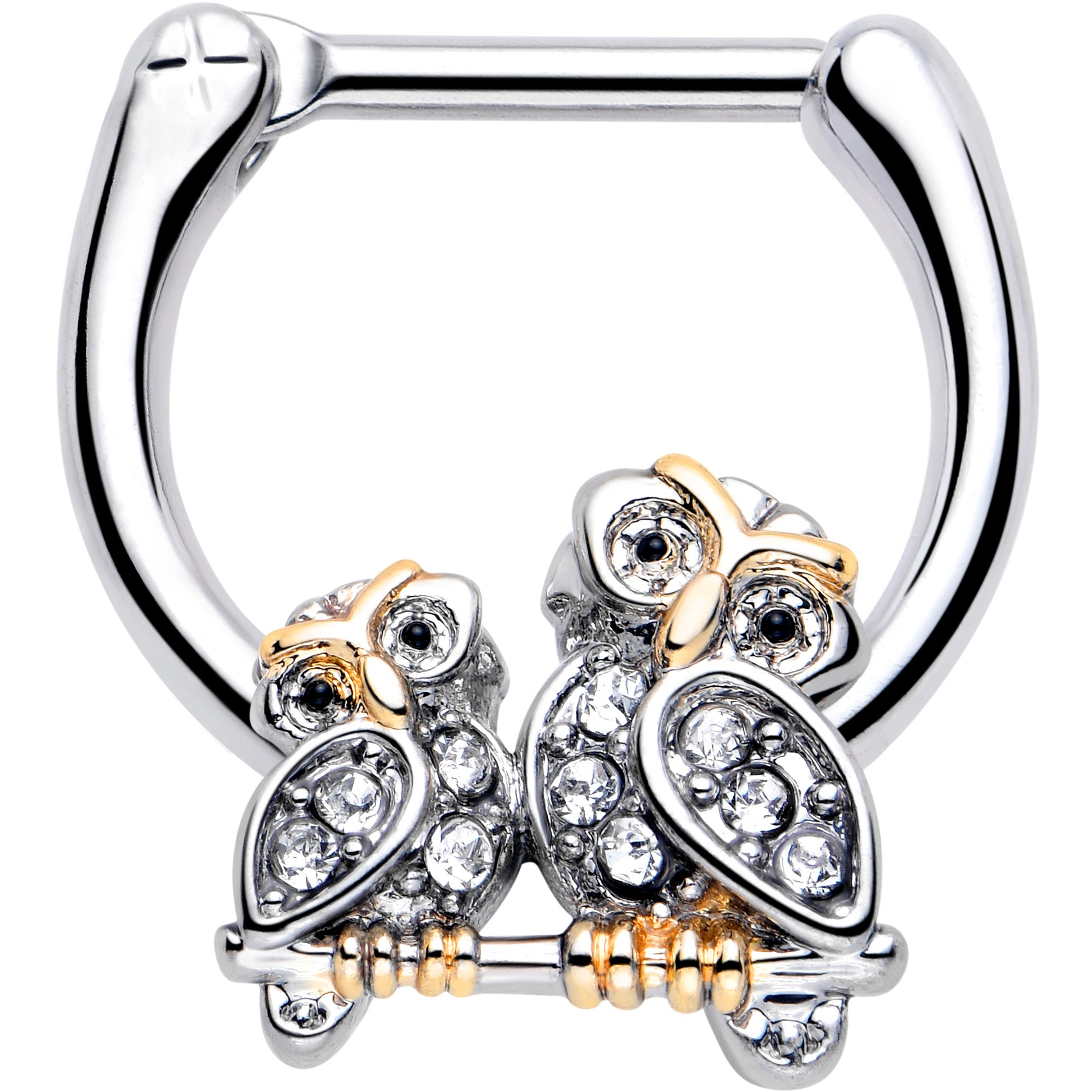 16 Gauge 5/16 Clear Gem Evening Owls Cartilage Clicker