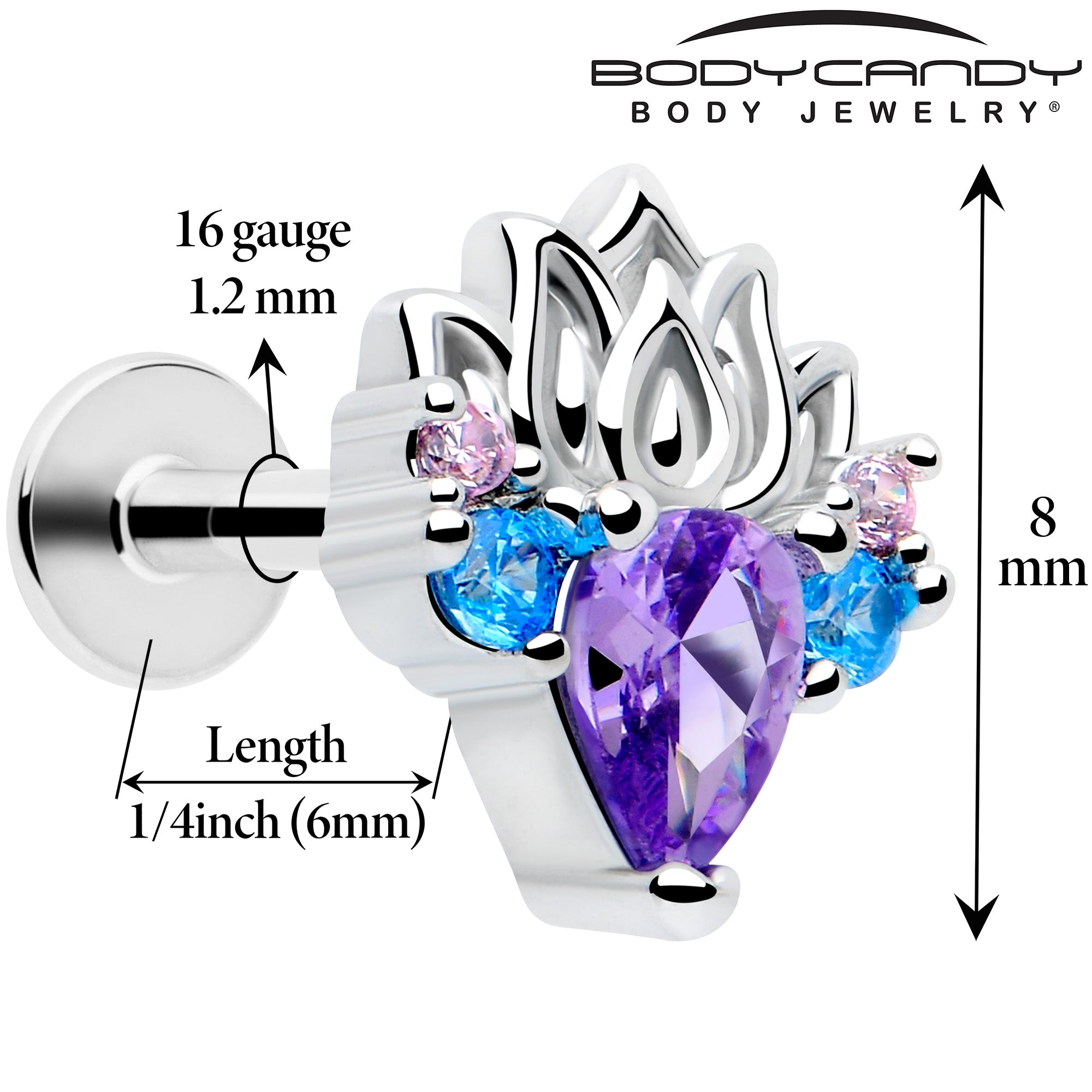 16g 5 16 lotus flower tragus piercing