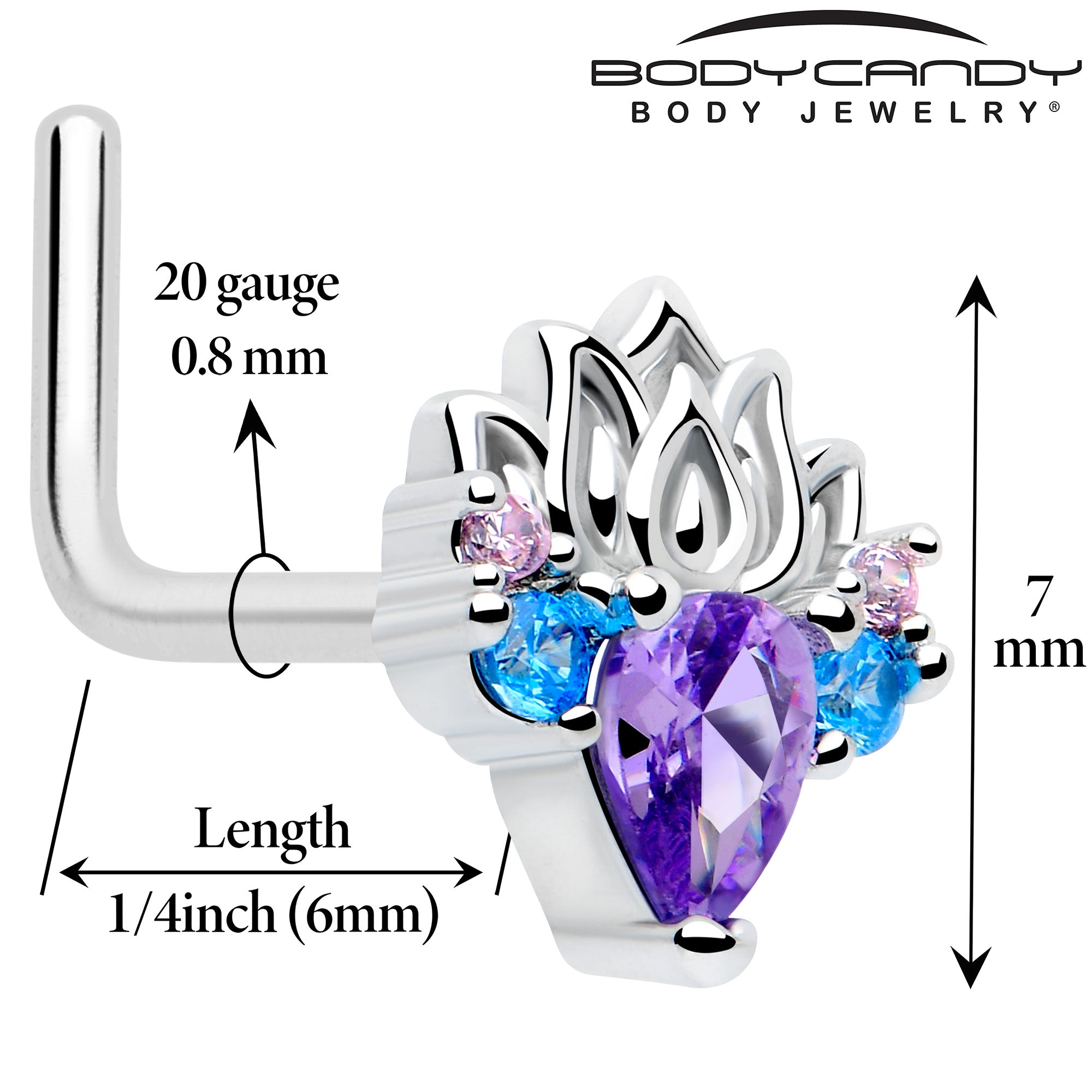 fire lotus purple cubic zirconia nose ring