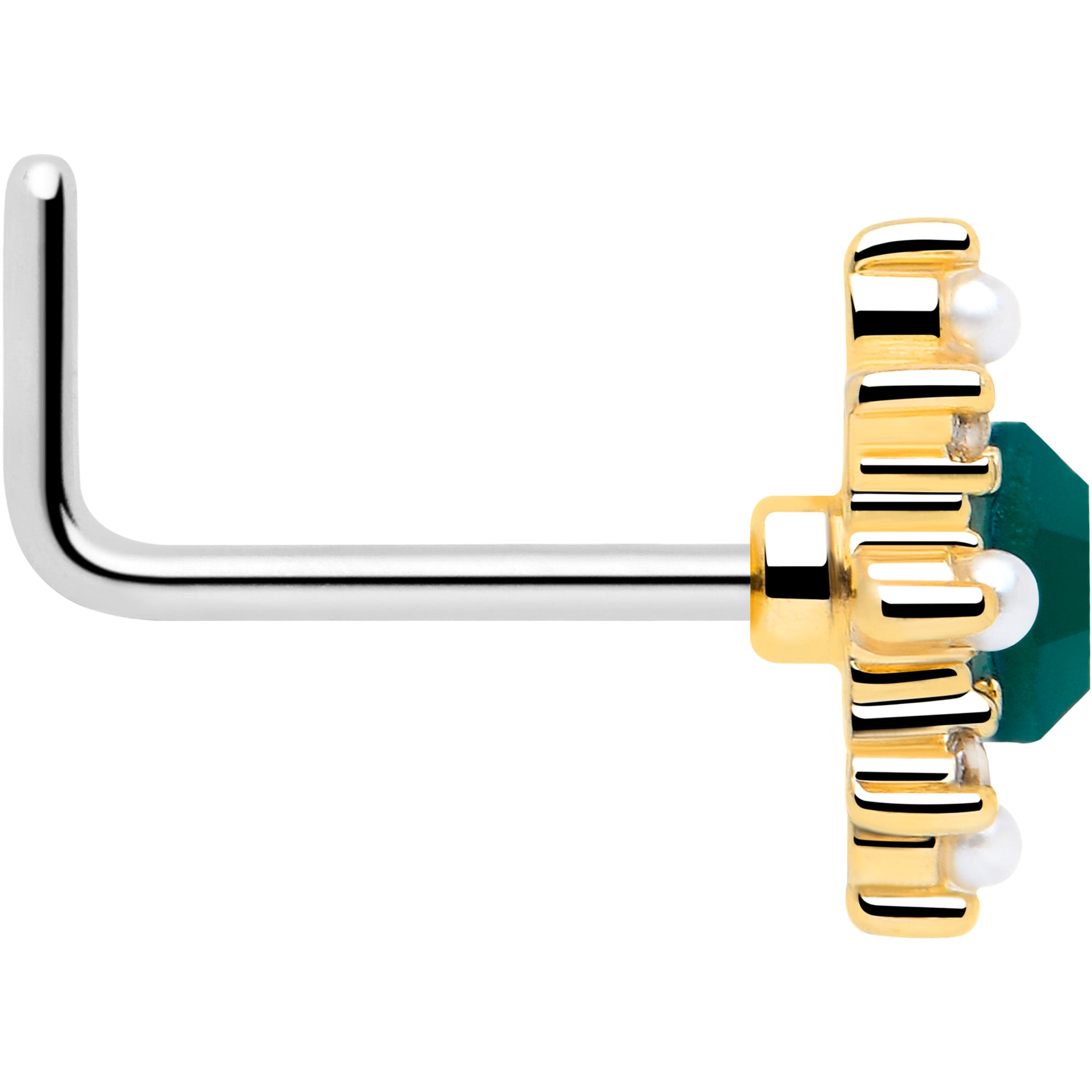 green CZ gem nose piercing jewelry 20G
