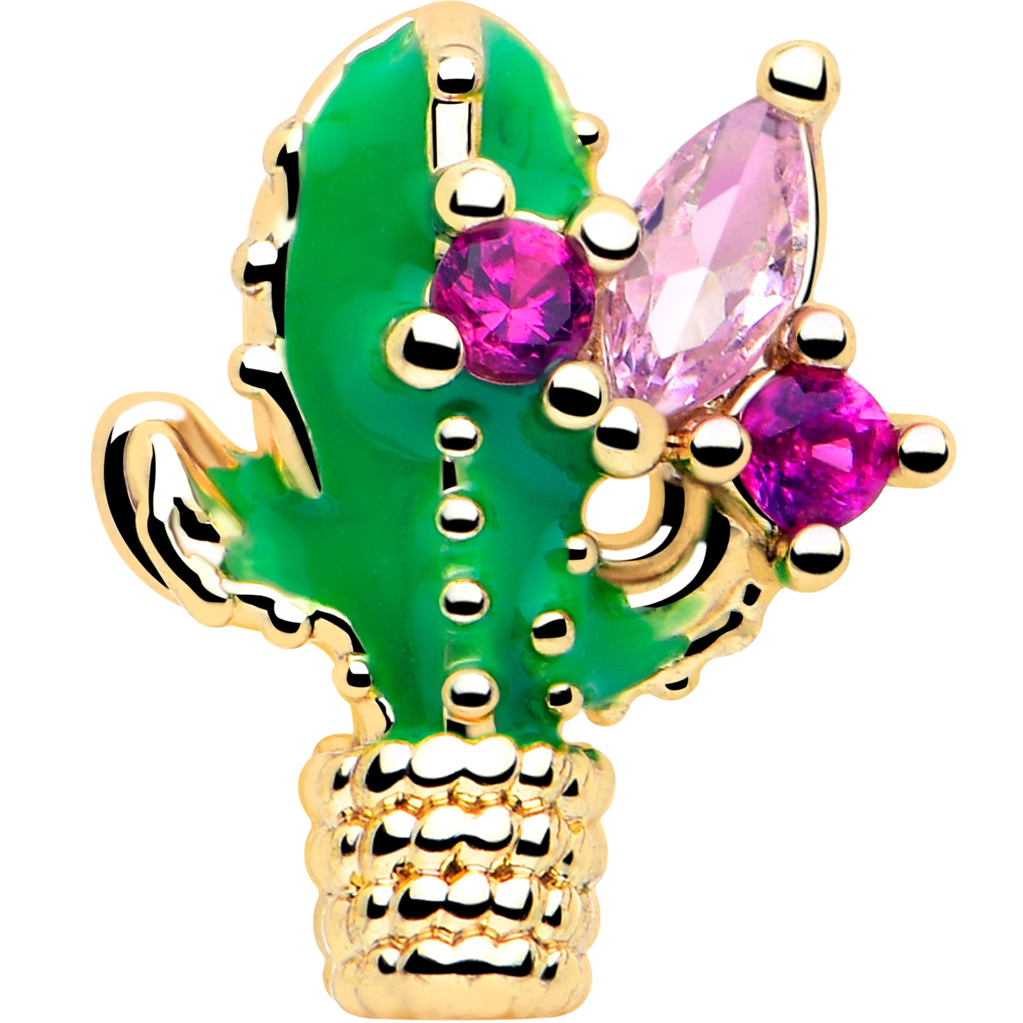 Hypoallergenic 16G cactus cartilage earring gold tone
