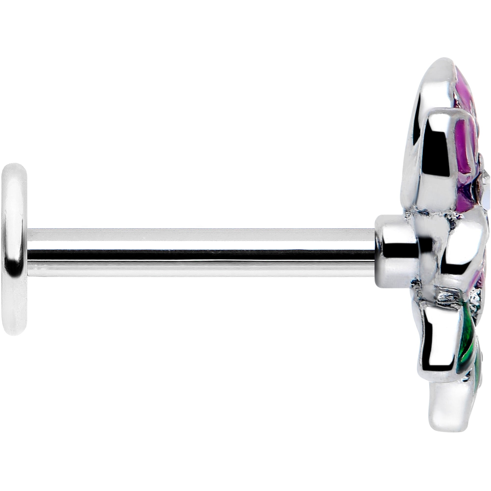 Clear CZ Gem Flower Flatback Stud 16 Gauge