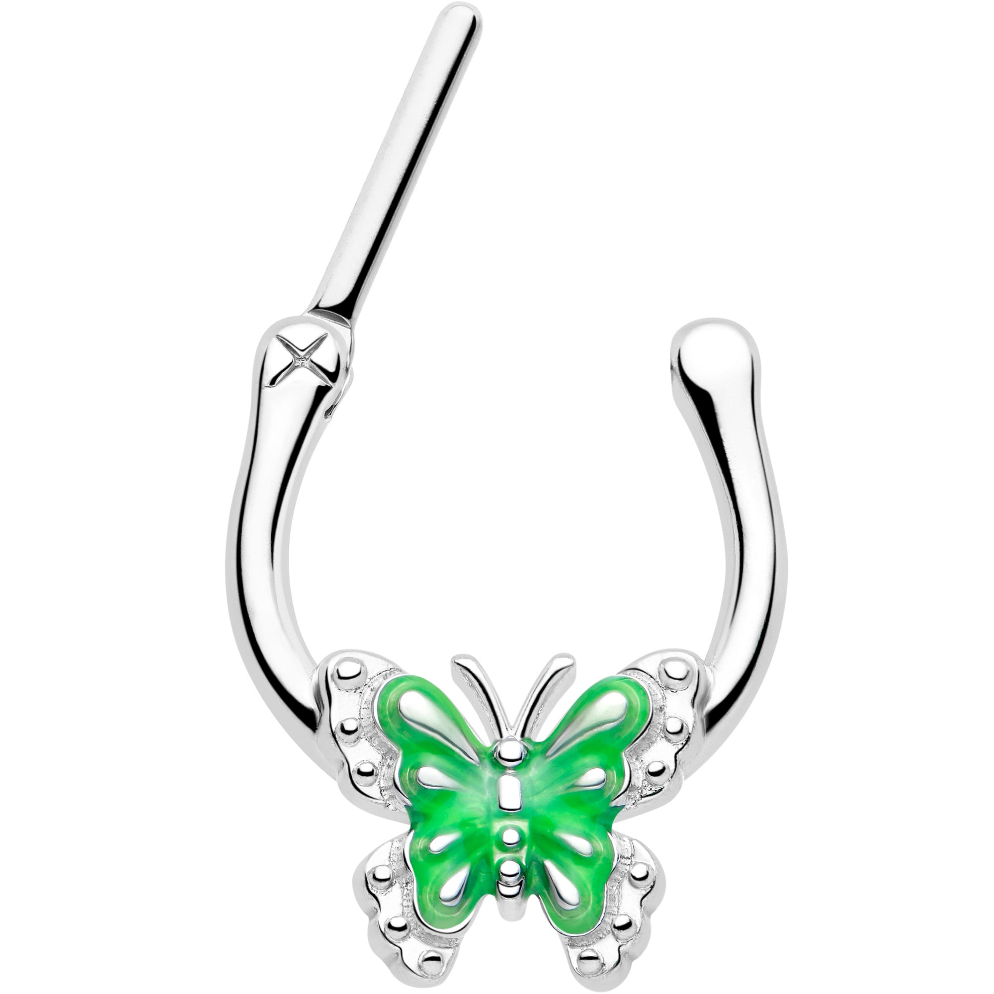 Butterfly Green Splash 16 Gauge 5/16 Cartilage Clicker