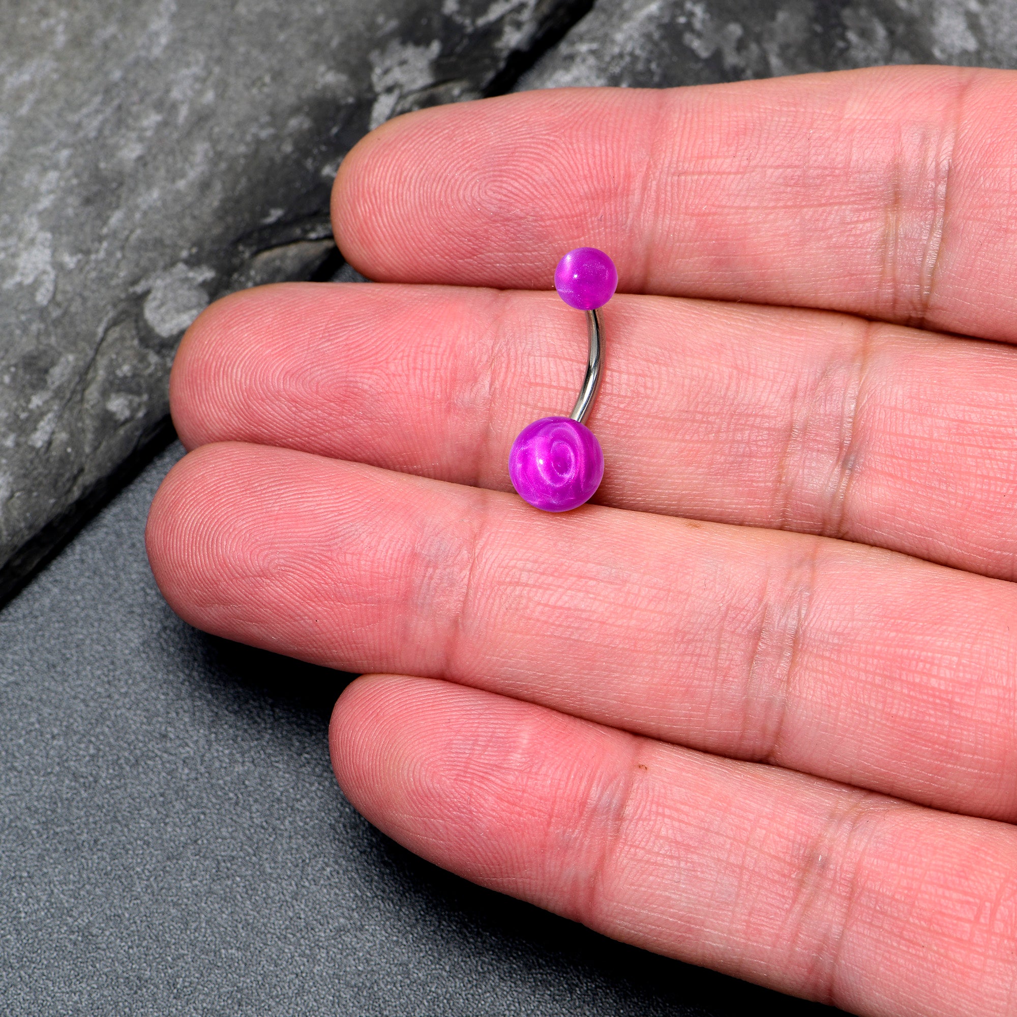 opaque purple ends navel ring piercing