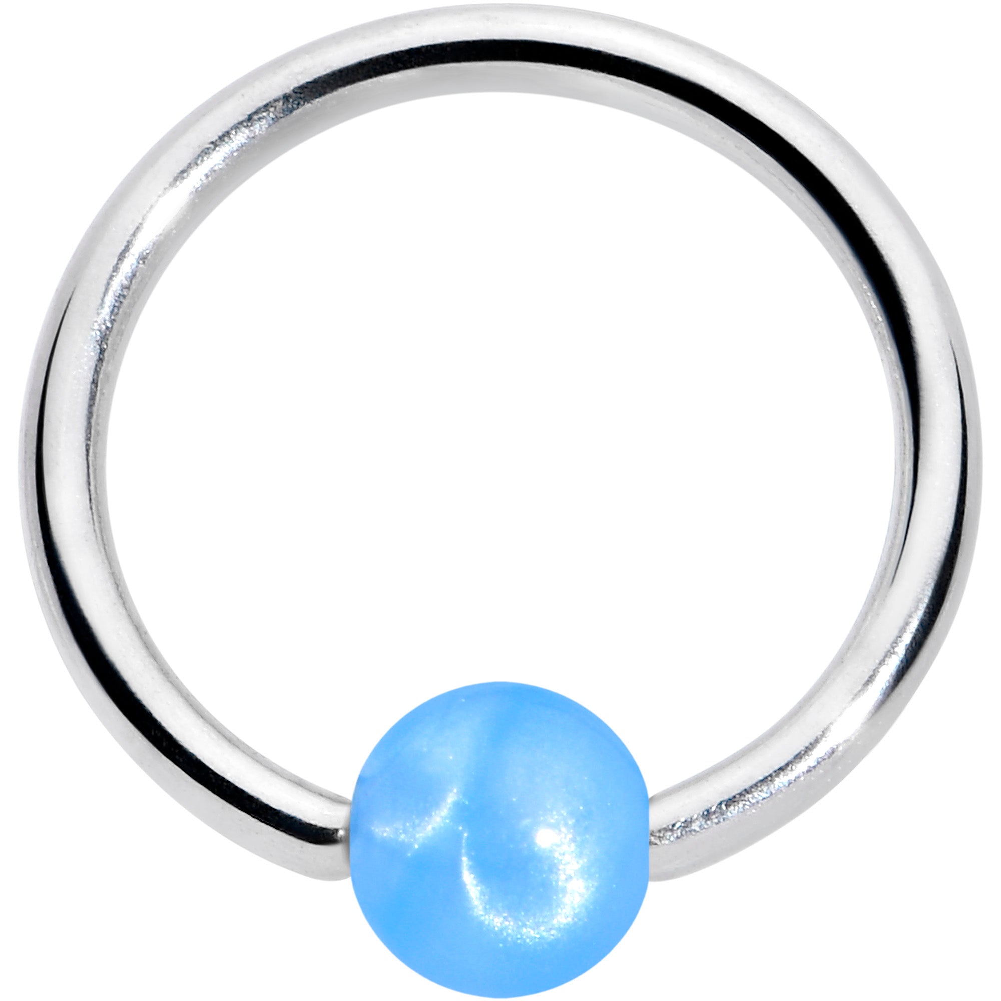 16G 3/8 Simple Opaque Blue Ball BCR Captive Bead Ring