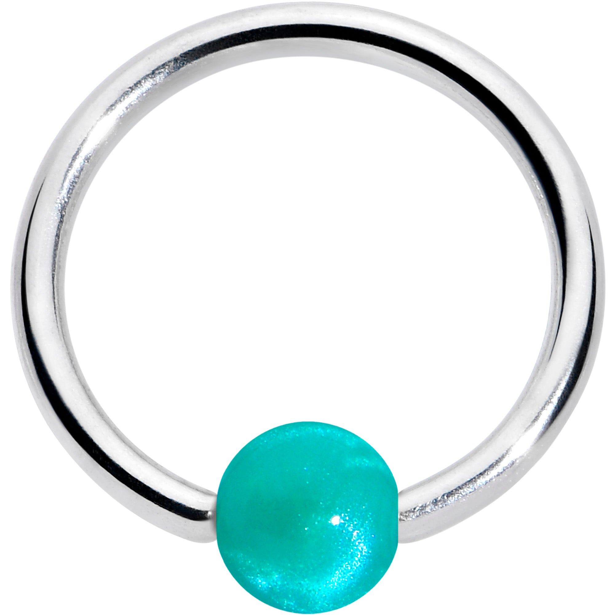 16G 3/8 Simple Opaque Teal Green Ball BCR Captive Bead Ring
