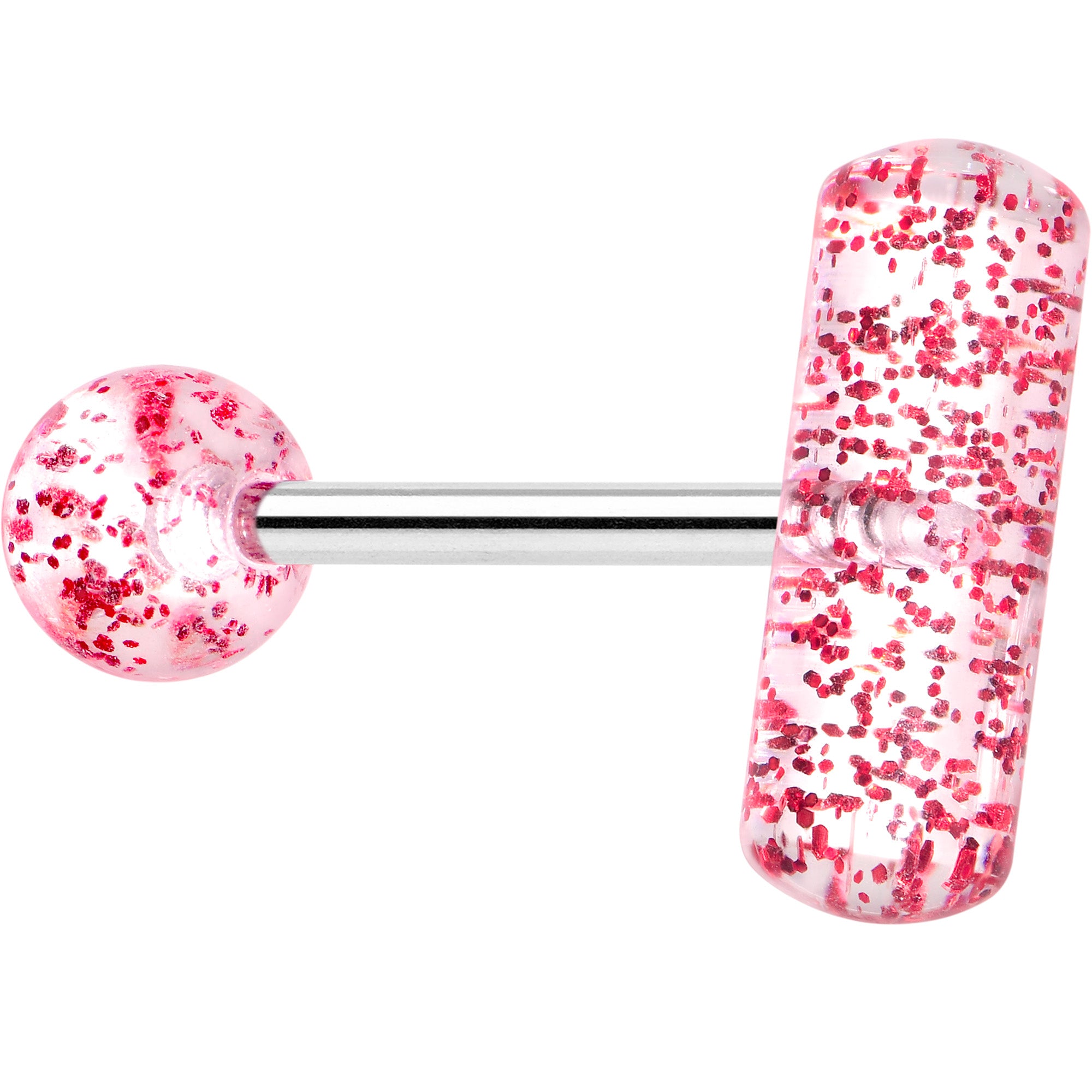red glitter acrylic uv glow tongue ring
