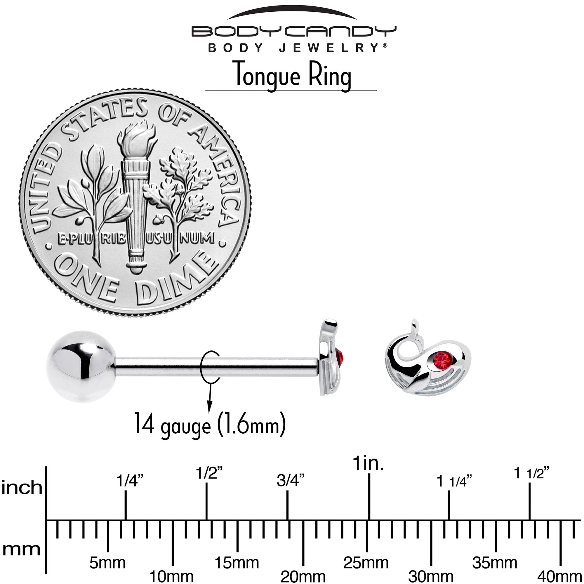 Red gem nautical tongue piercing