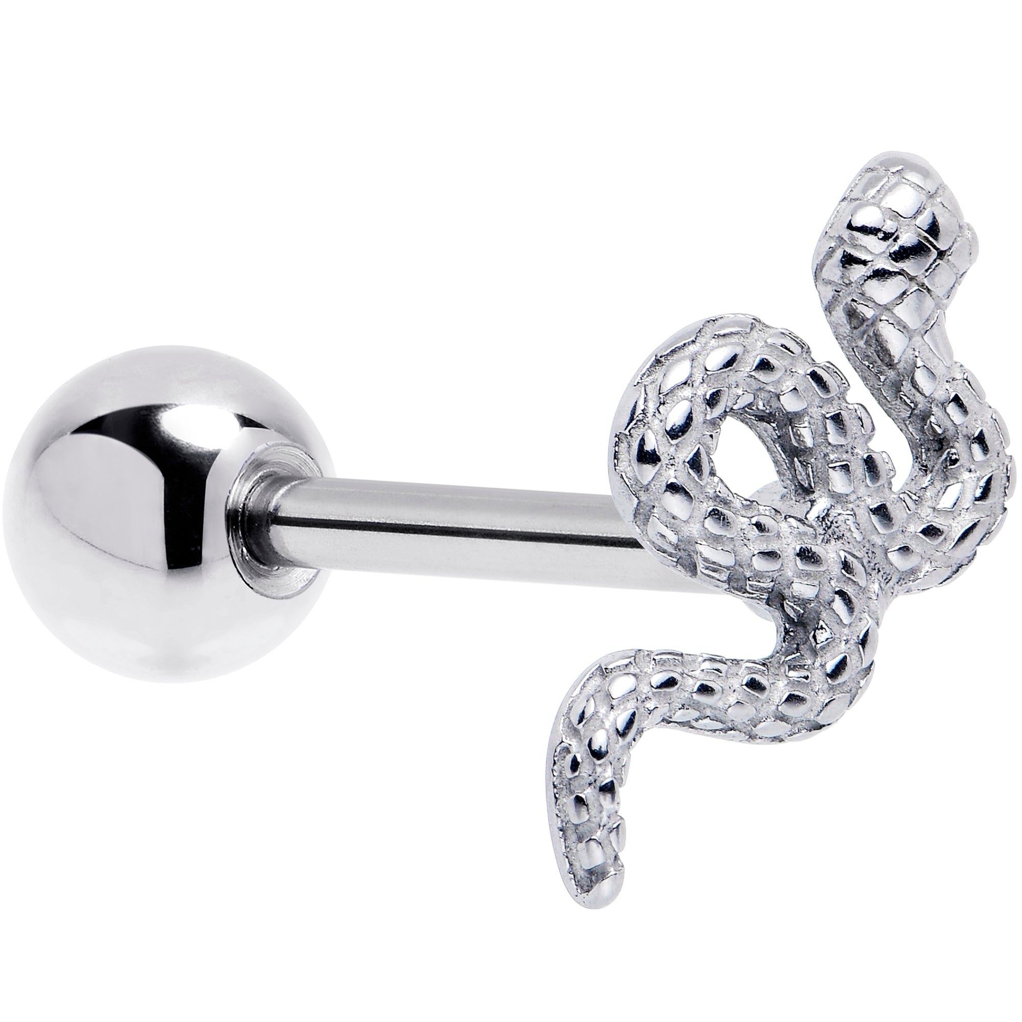 Coiled Serpent Snake Barbell Tongue Ring