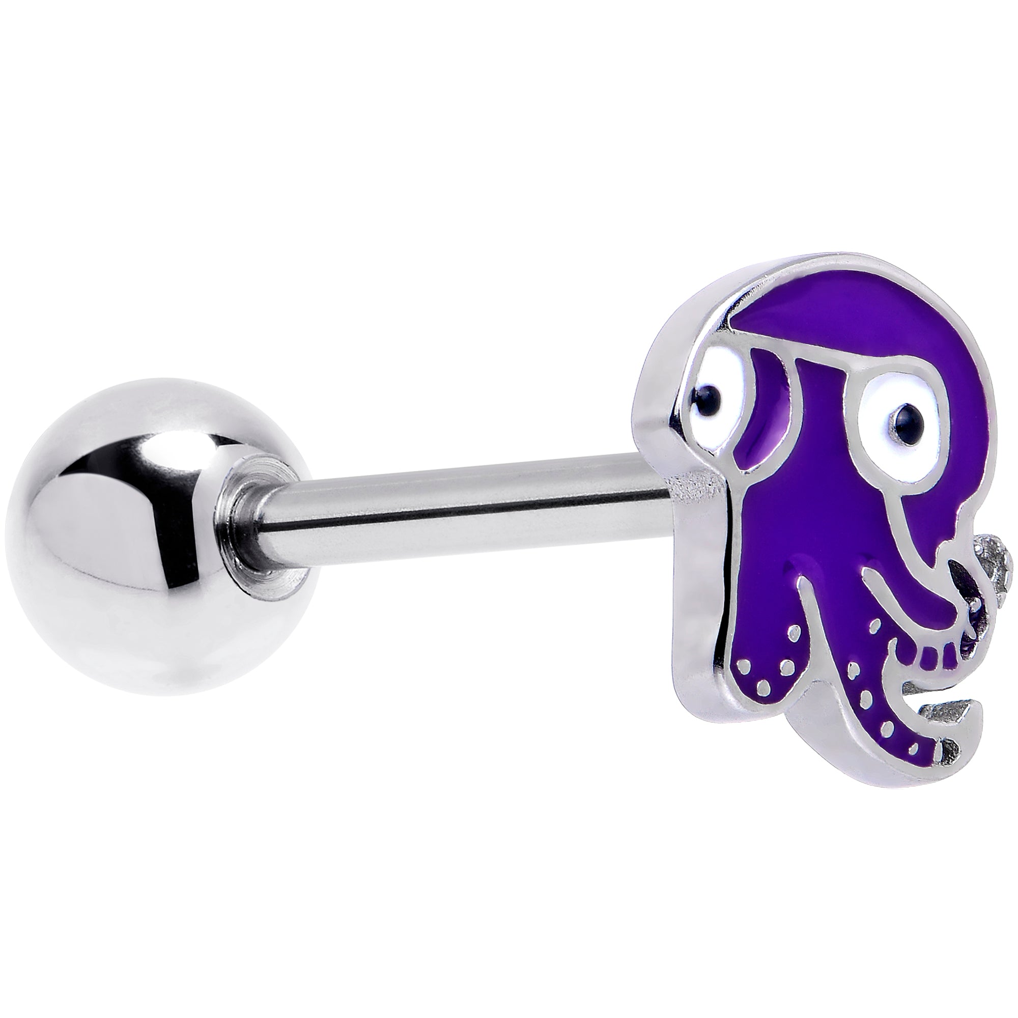 Purple Octopus Barbell Tongue Ring