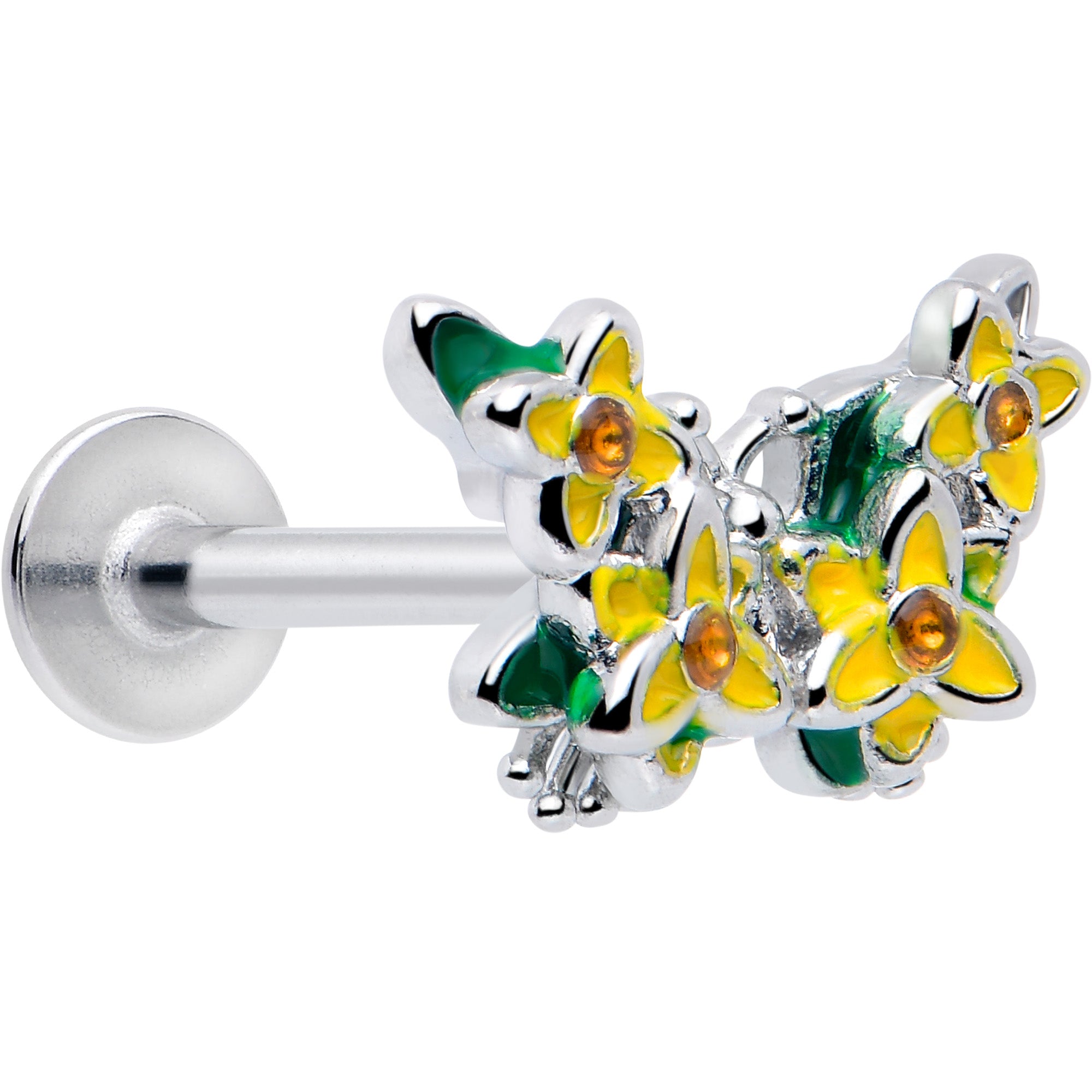 16 Gauge 5/16 Yellow CZ Gem Butterfly Labret