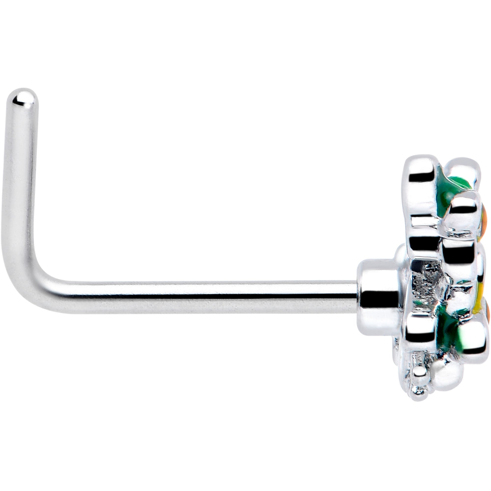 7mm Yellow CZ Gem Blooming Butterfly Nose Ring 20 Gauge