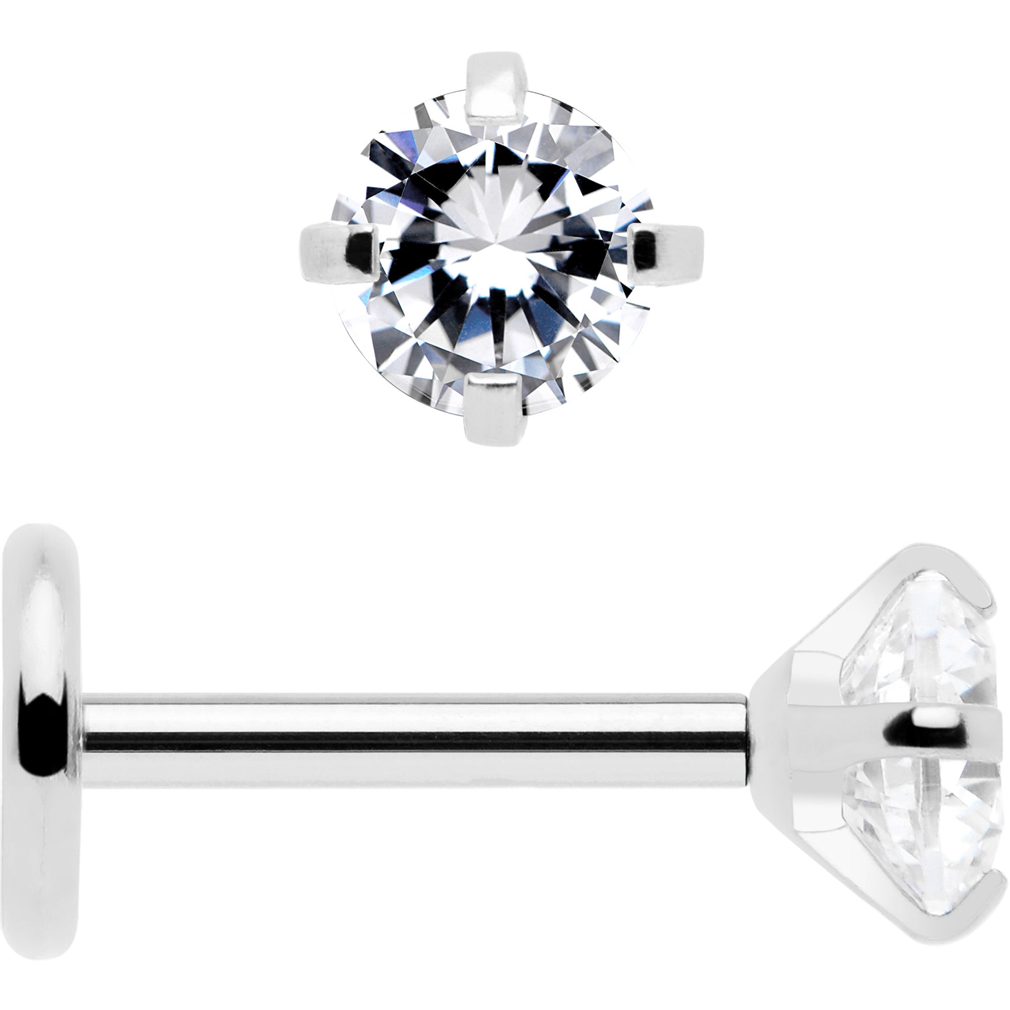 Clear CZ Gem Flat Back Stud Earrings
