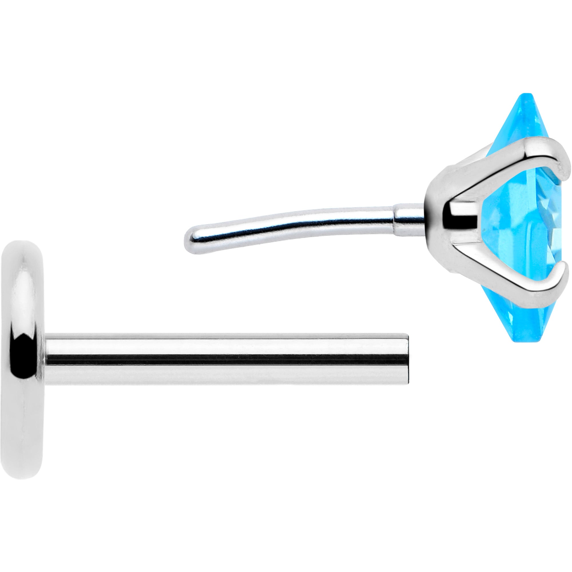 Square Flat Back Stud Earrings with 3mm CZ Gem