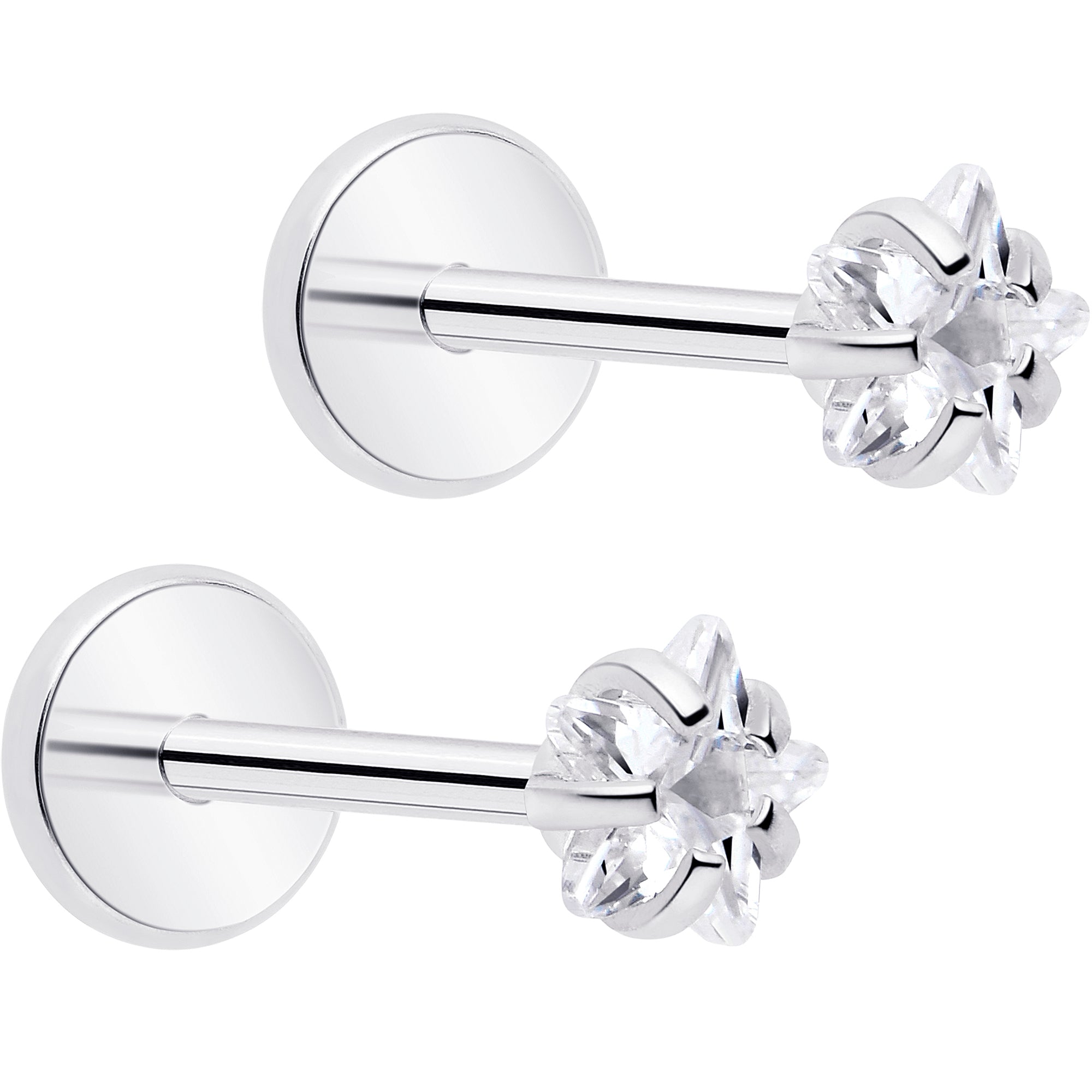3mm Aurora CZ Star Flat Back Stud Earrings