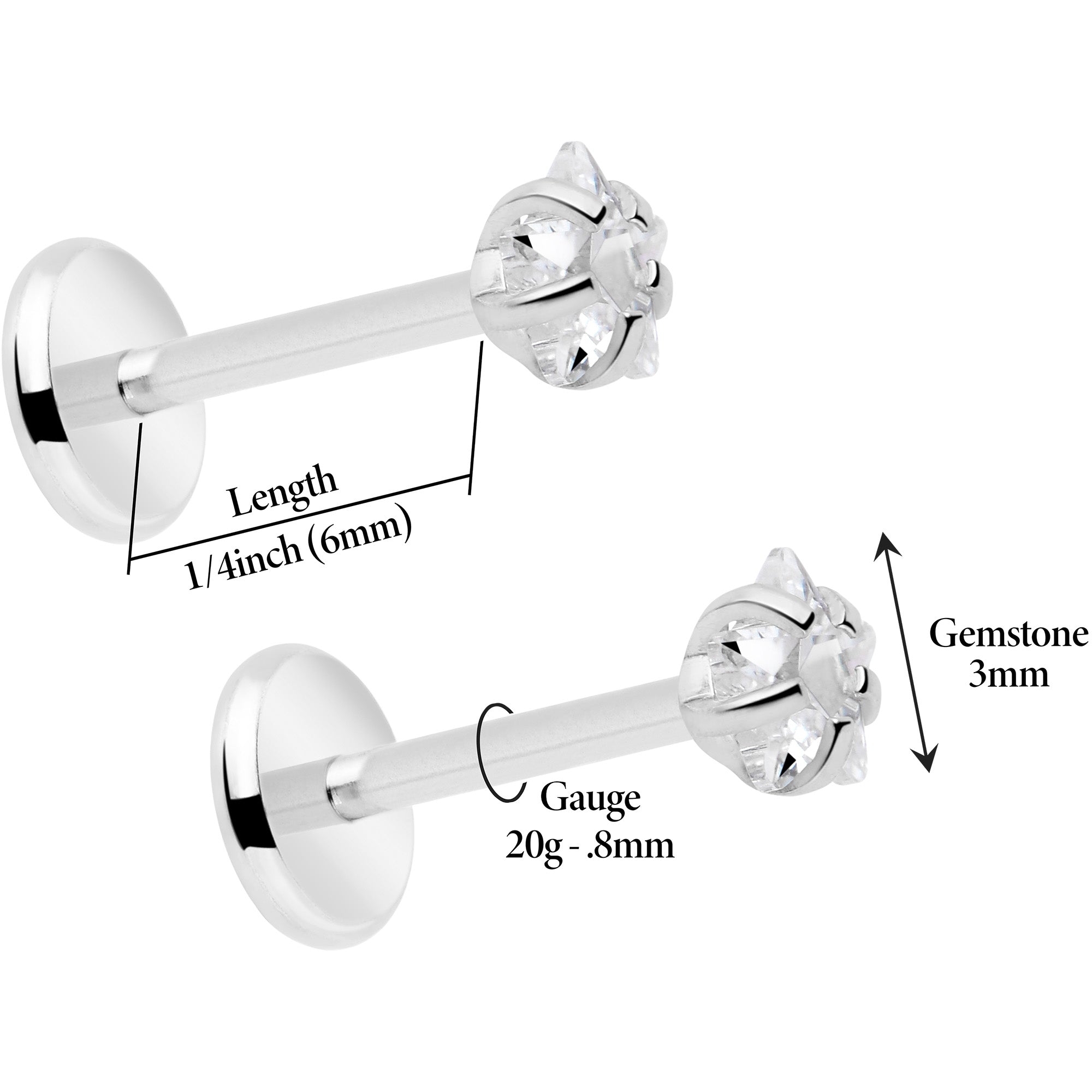 Gold Plated 3mm CZ Star Earrings