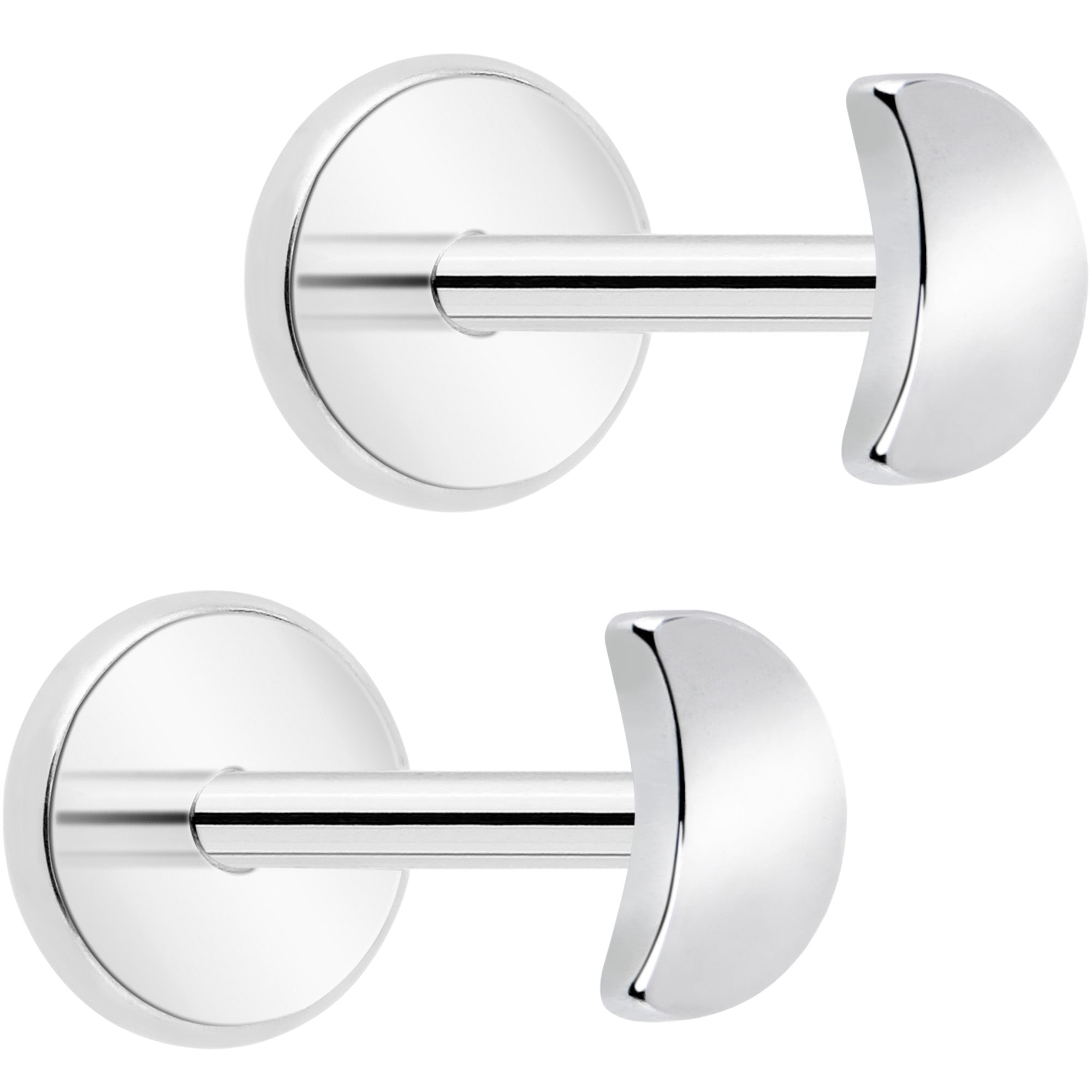 4mm Crescent Moon Flat Back Stud Earrings Pair