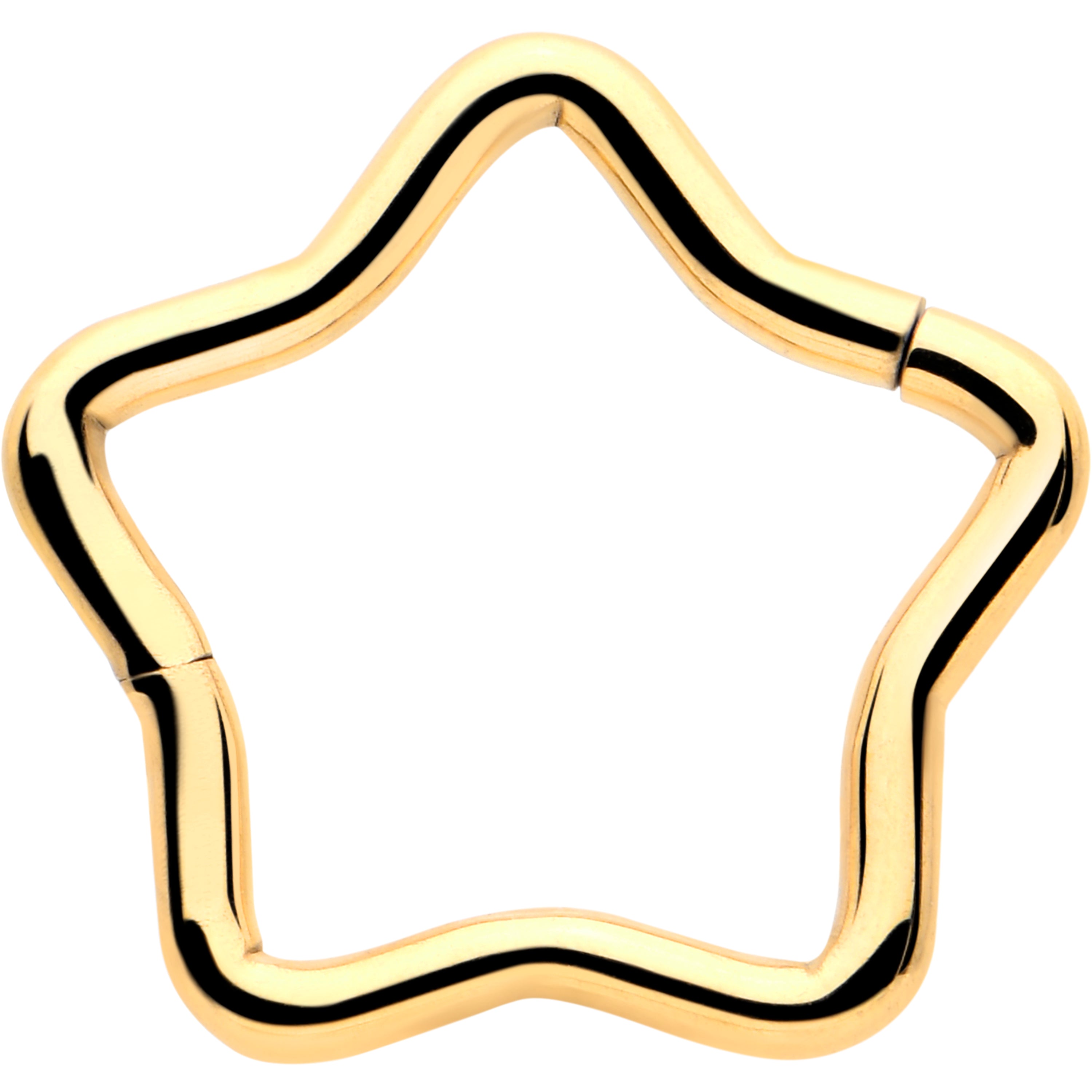 16G 5/16 Gold Tone Star Shaped Hinged Segment Ring