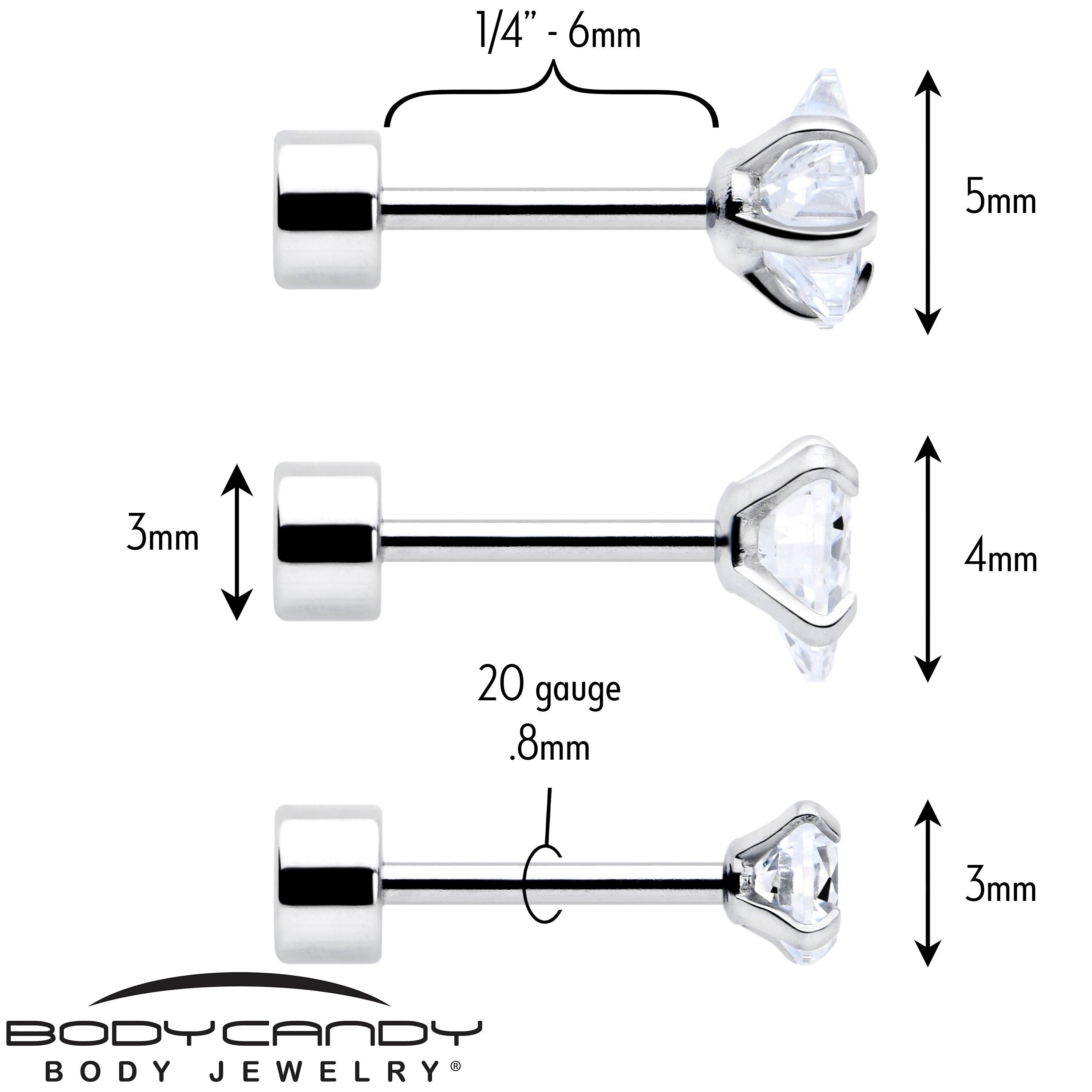 Clear Simplistic Heart Star CZ Flat Back Stud Earrings - 3 Pairs