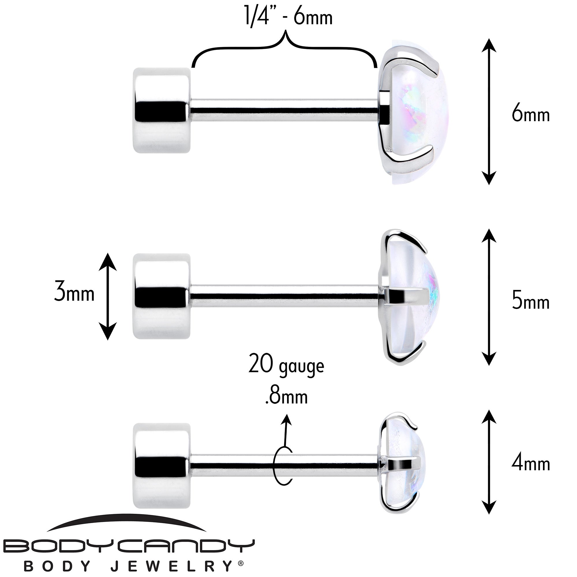 White Opal Flat Back Stud Earrings Set of 3 Pairs