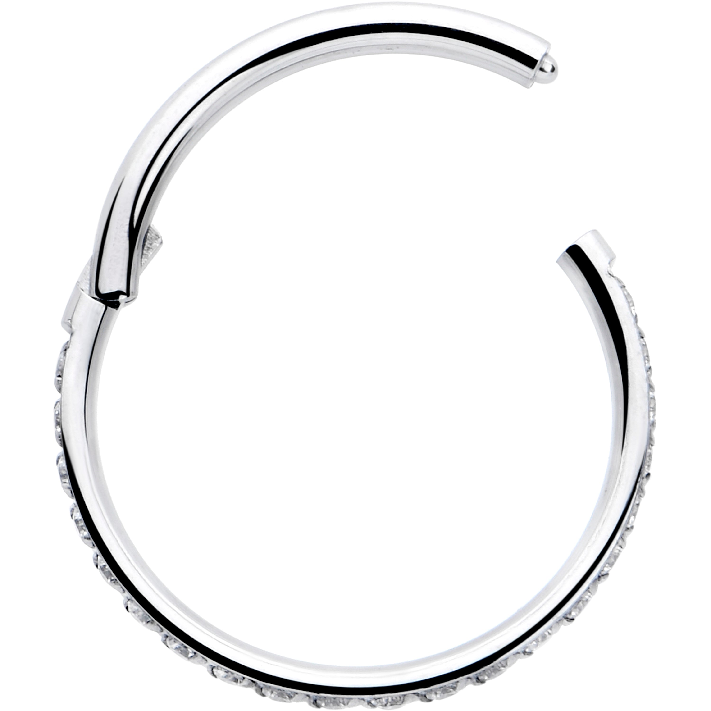 20G 5/16 Clear Cubic Zirconia Forward Facing Hinged Segment Ring